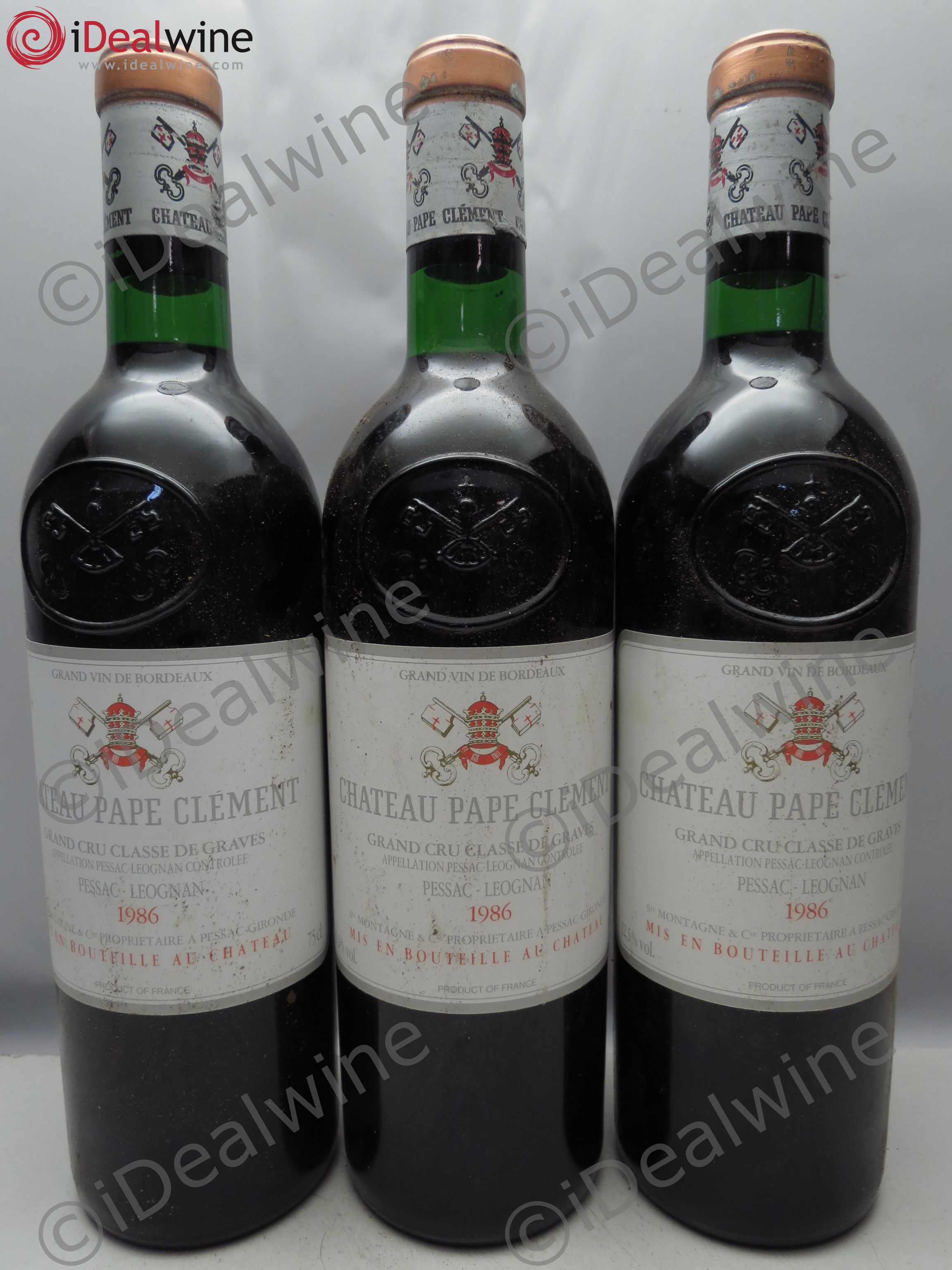 Château Pape Clément Cru Classé de Graves 1986 - Lot de 3 bouteilles - 0