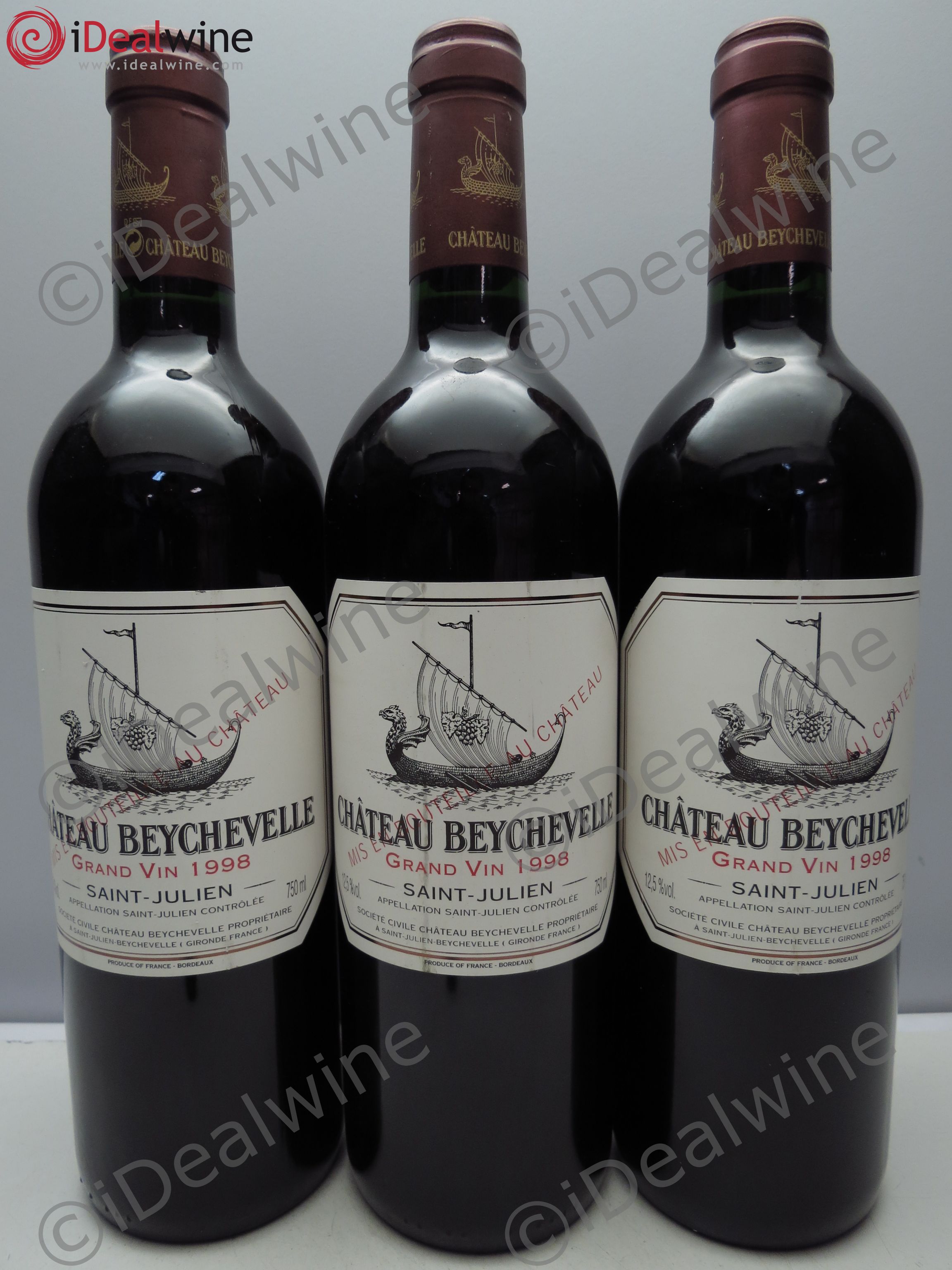 Château Beychevelle 4ème Grand Cru Classé 1998 - Lot de 3 bouteilles - 0