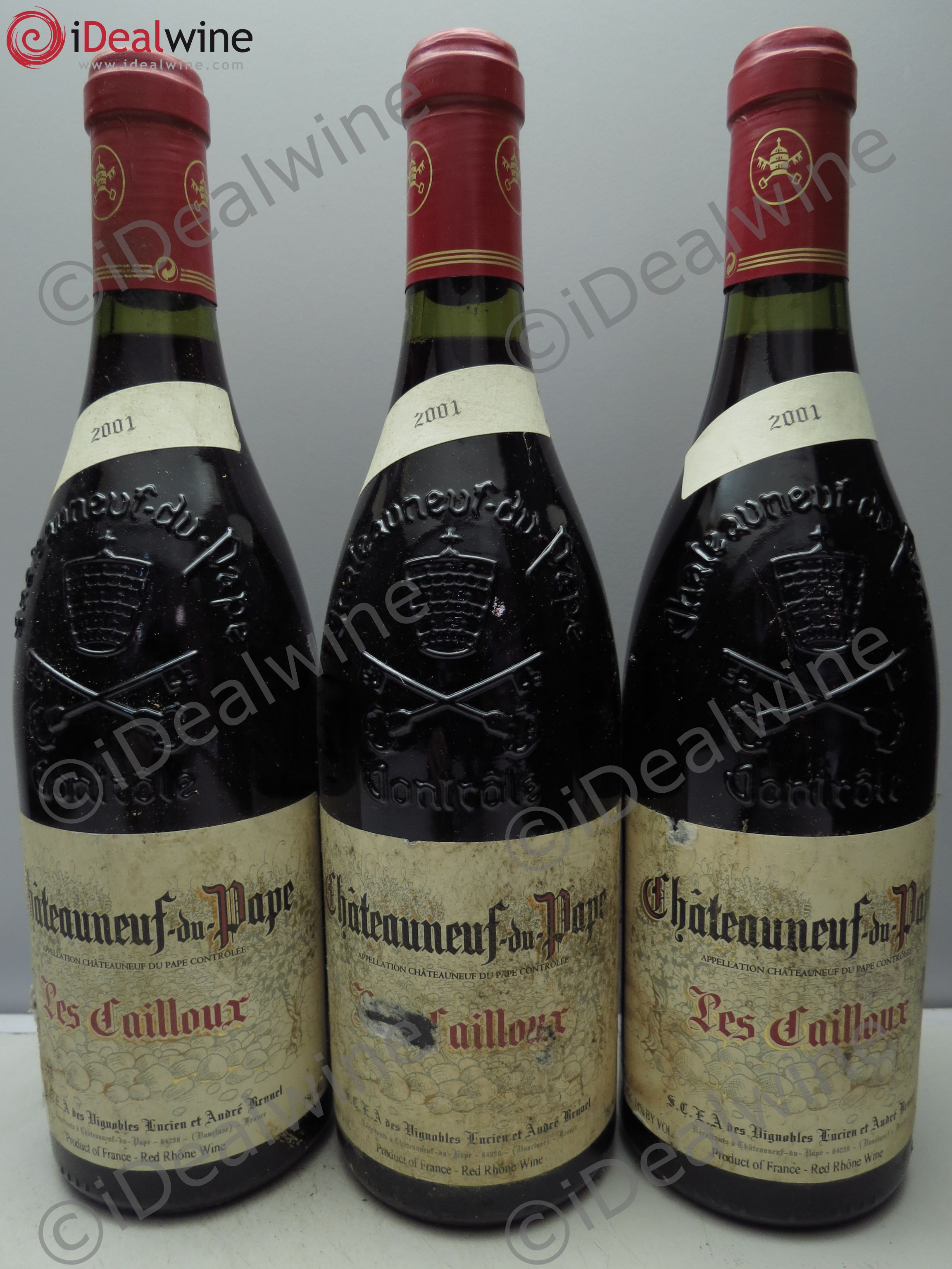 Châteauneuf-du-Pape Les Cailloux André Brunel 2001 - Lot de 3 bouteilles - 0