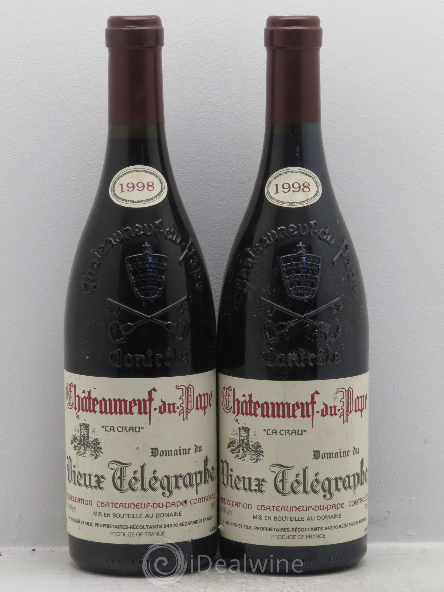 Châteauneuf-du-Pape Vieux Télégraphe (Domaine du) Vignobles Brunier 1998 - Lot de 2 bouteilles - 0