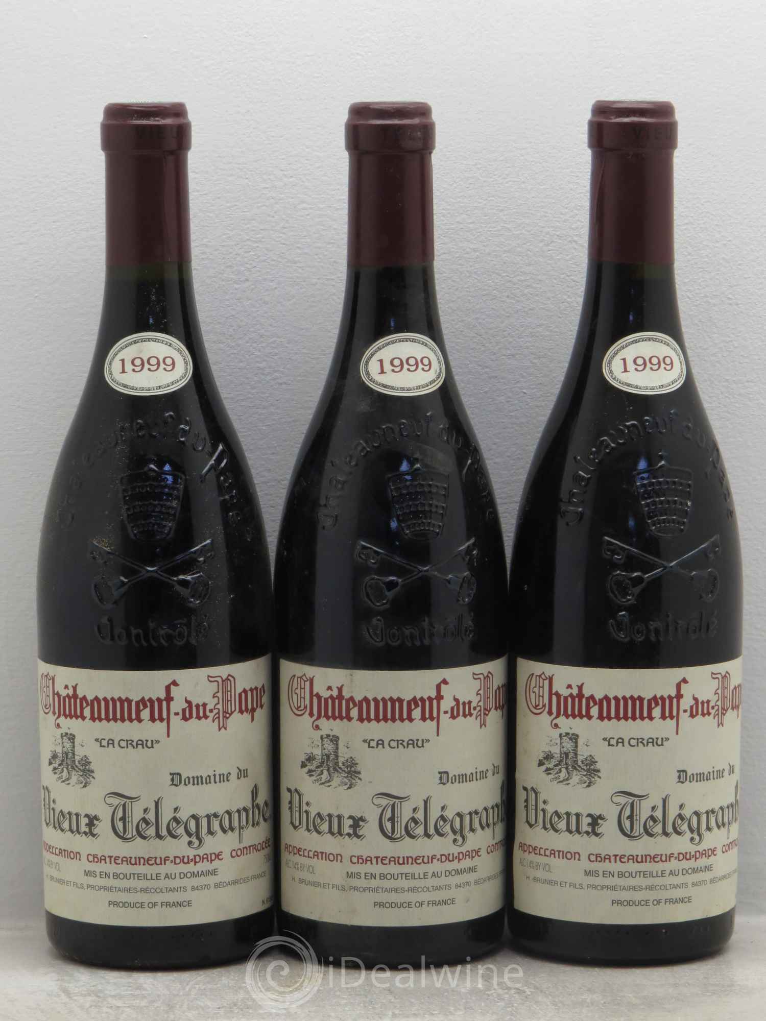 Châteauneuf-du-Pape Vieux Télégraphe (Domaine du) Vignobles Brunier 1999 - Lot de 3 bouteilles - 0
