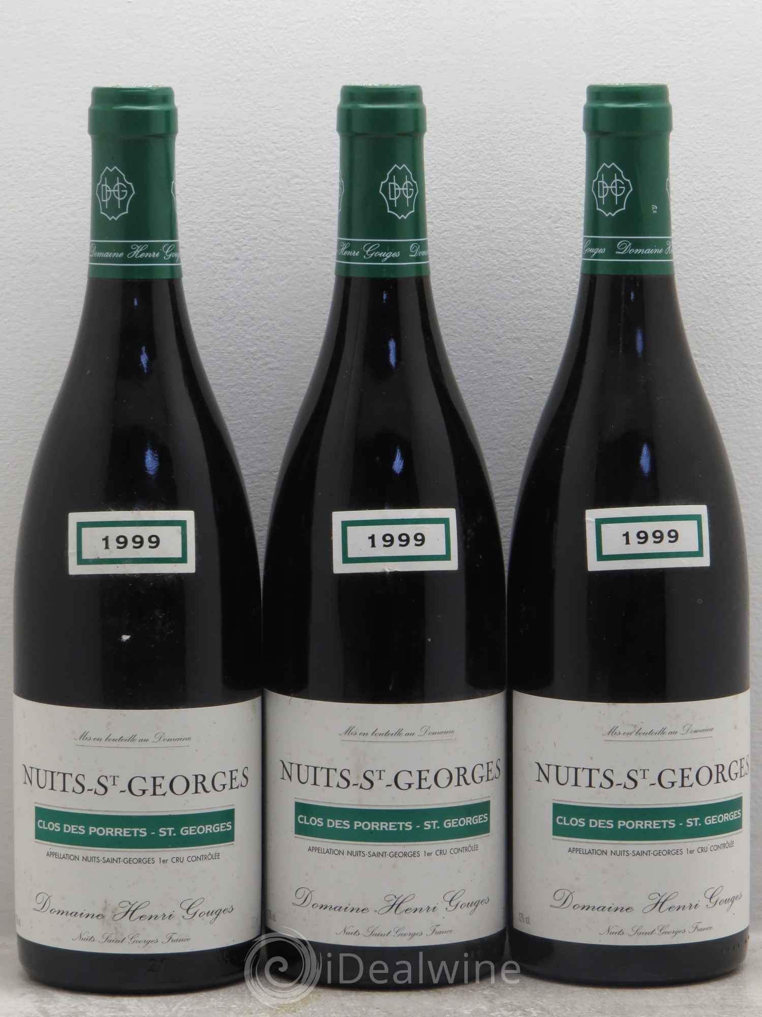 Nuits-Saint-Georges 1er Cru Clos des Porrets St Georges Henri Gouges 1999 - Lot de 3 bouteilles - 0