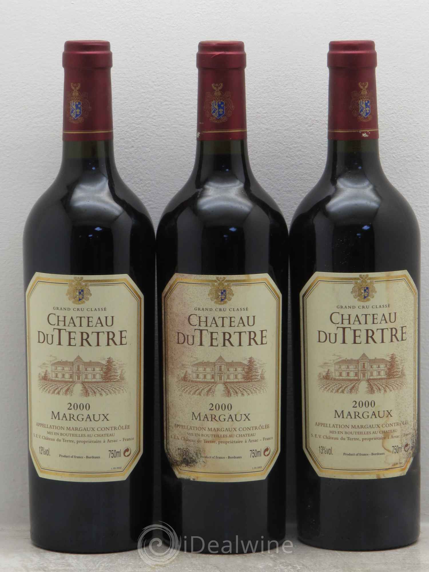 Château du Tertre 5ème Grand Cru Classé 2000 - Lot de 3 bouteilles - 0