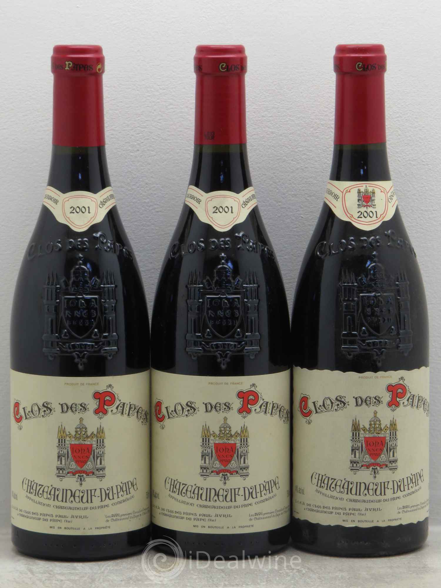 Châteauneuf-du-Pape Clos des Papes - Paul Avril 2001 - Lot de 3 bouteilles - 0