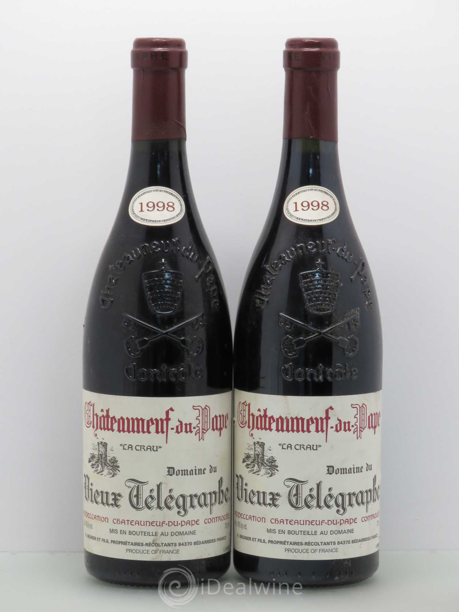Châteauneuf-du-Pape Vieux Télégraphe (Domaine du) Vignobles Brunier 1998 - Lot de 2 bouteilles - 0