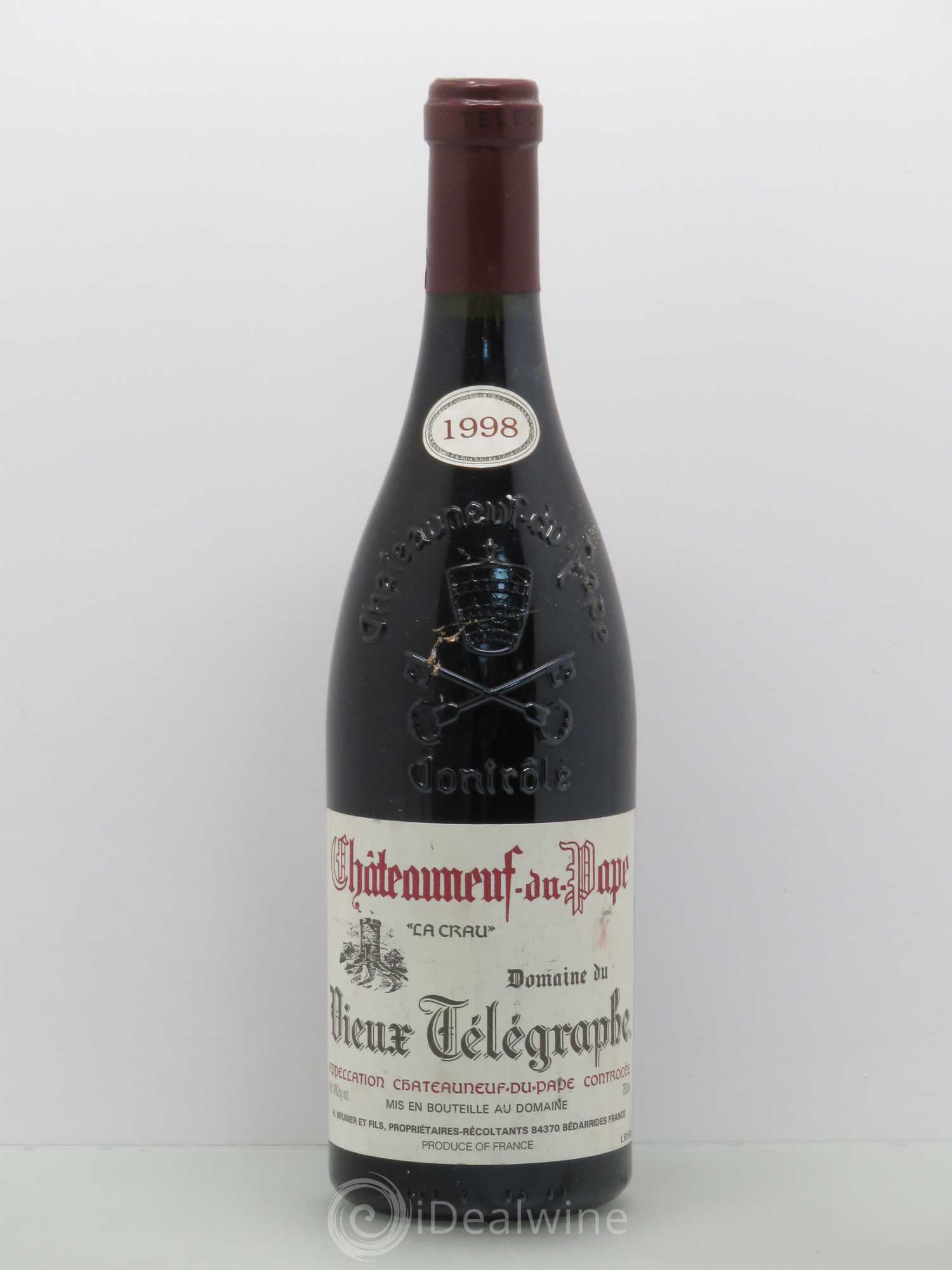 Châteauneuf-du-Pape Vieux Télégraphe (Domaine du) Vignobles Brunier 1998 - Lot de 1 bouteille - 0
