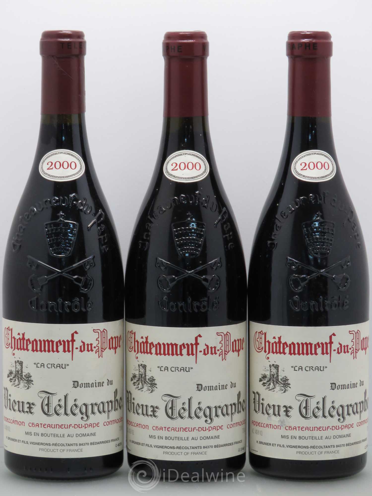 Châteauneuf-du-Pape Vieux Télégraphe (Domaine du) Vignobles Brunier 2000 - Lot de 3 bouteilles - 0