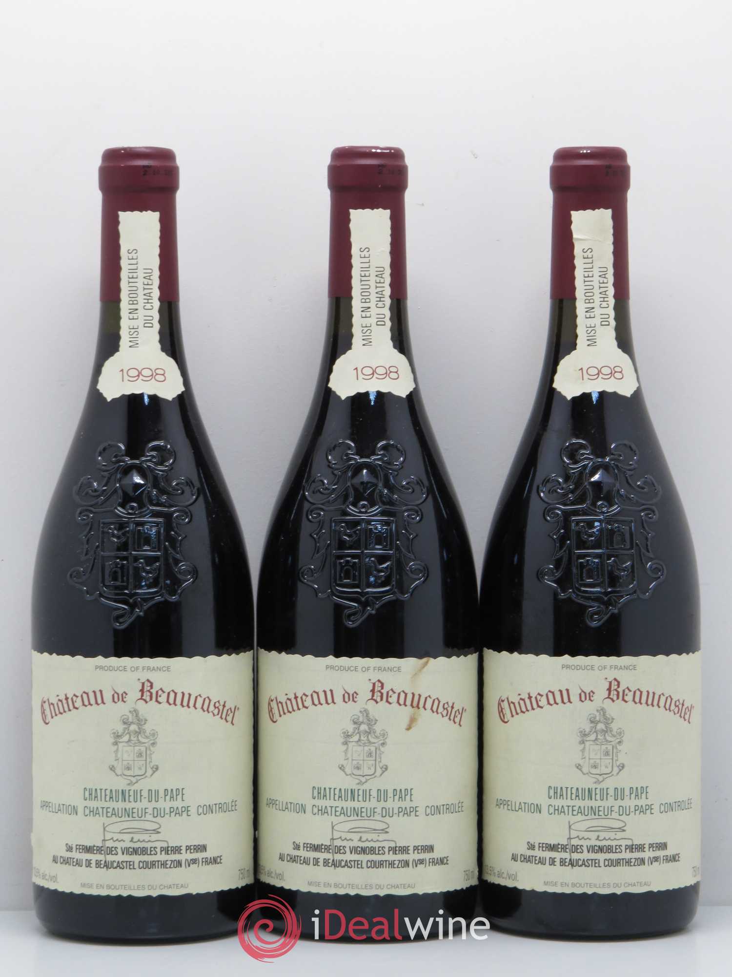 Châteauneuf-du-Pape Château de Beaucastel Famille Perrin 1998 - Lot de 3 bouteilles - 0
