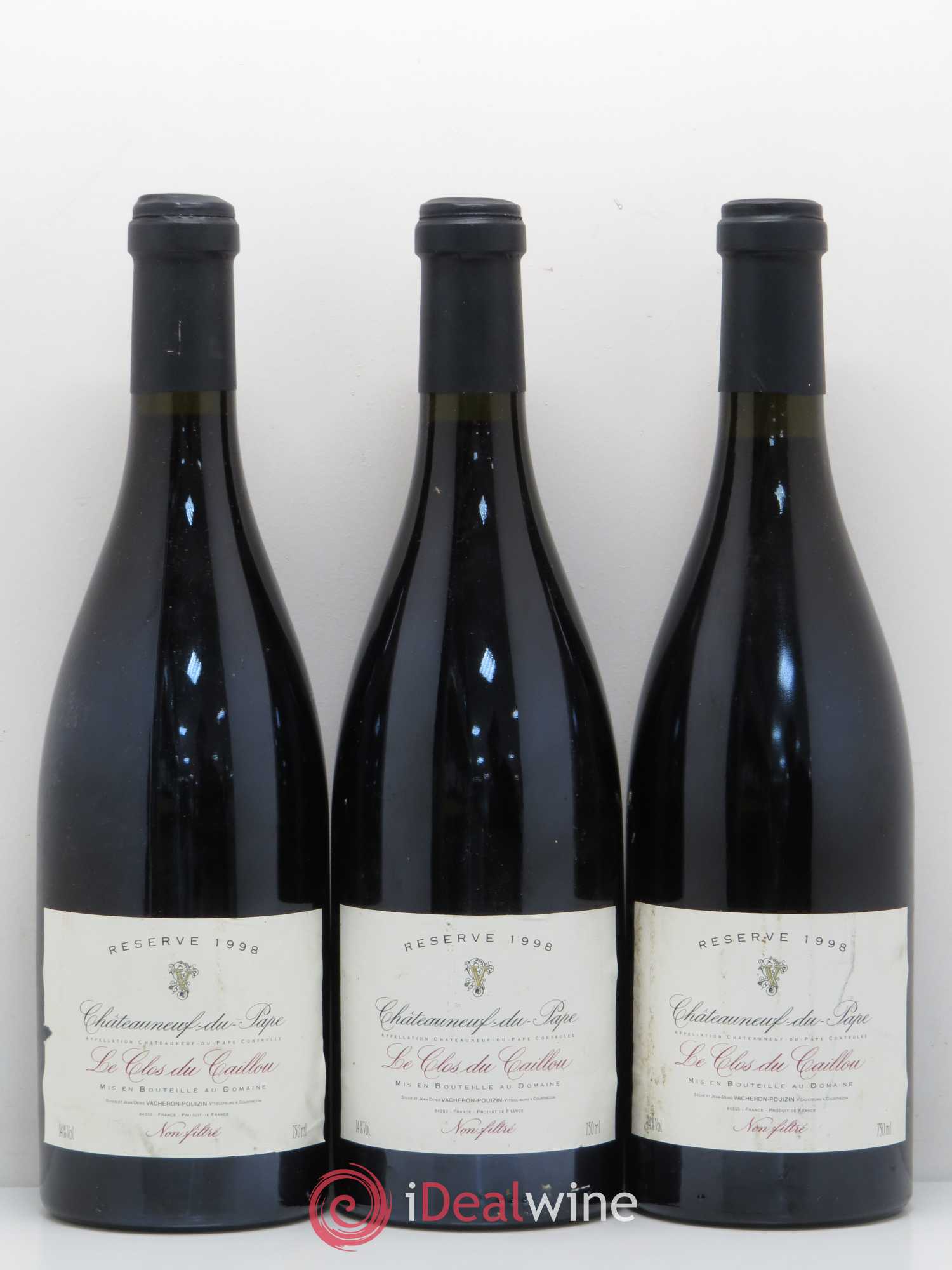 Châteauneuf-du-Pape Clos du Caillou reserve Sylvie Vacheron 1998 - Posten von 3 Flaschen - 0