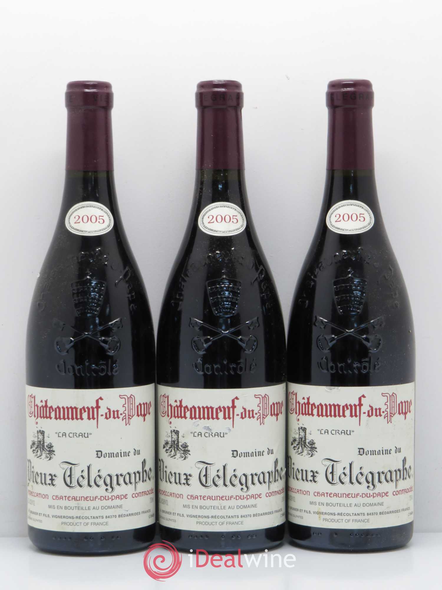 Châteauneuf-du-Pape Vieux Télégraphe (Domaine du) Vignobles Brunier 2005 - Lot de 3 bouteilles - 0
