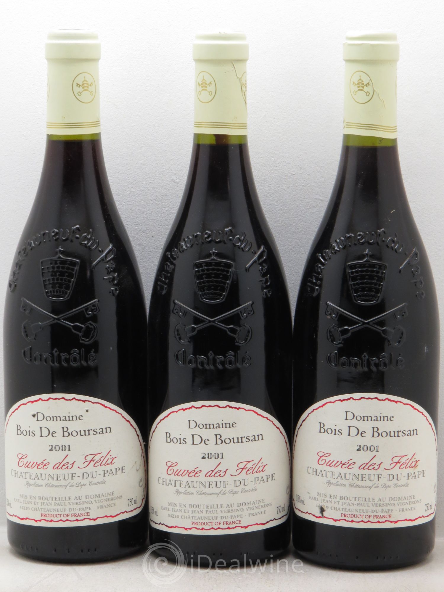 Châteauneuf-du-Pape Bois de Boursan (Domaine) Cuvée des Félix Jean et Jean-Paul Versino 2001 - Lot de 3 bouteilles - 0