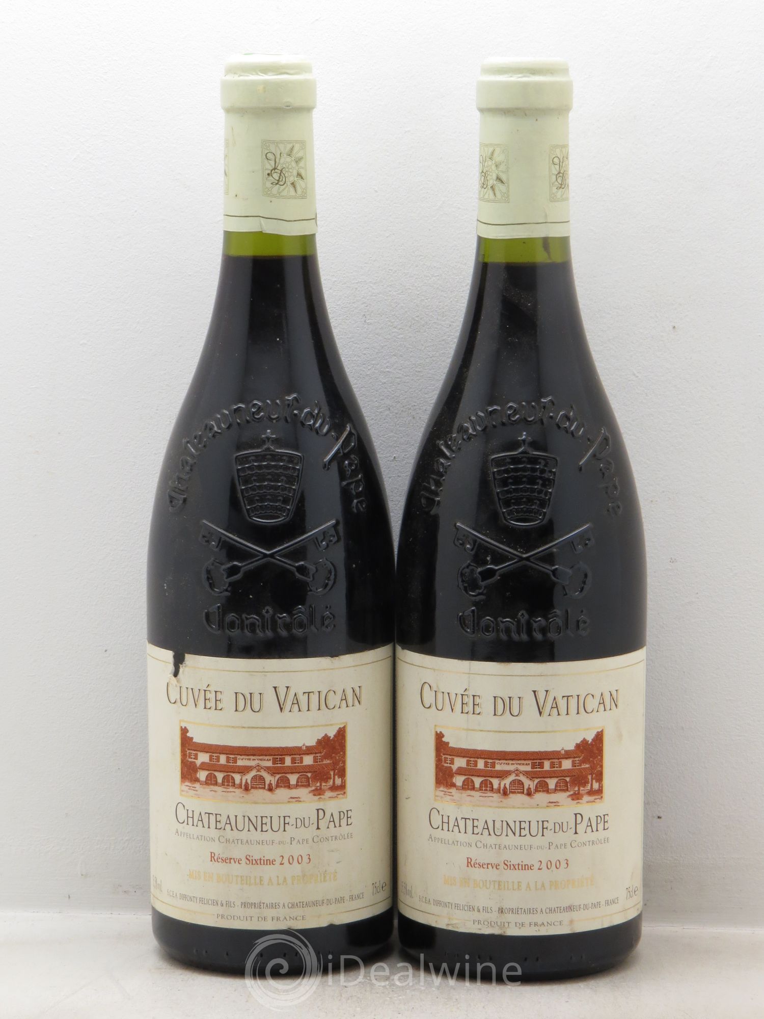 Châteauneuf-du-Pape Cuvée du Vatican Réserve Sixtine Famille Diffonty 2003 - Lot de 2 bouteilles - 0