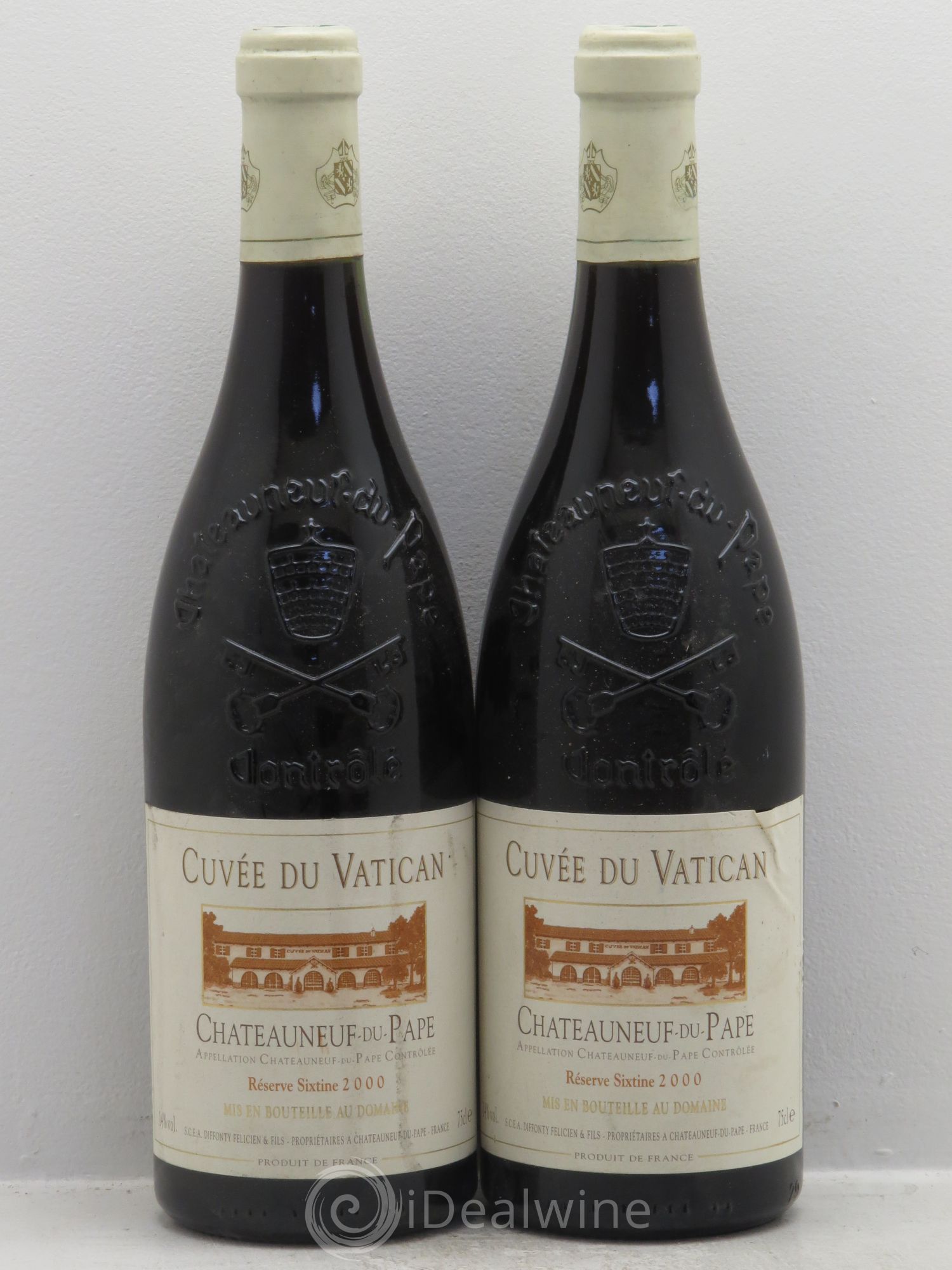 Châteauneuf-du-Pape Cuvée du Vatican Réserve Sixtine Famille Diffonty 2001 - Lot de 2 bouteilles - 0