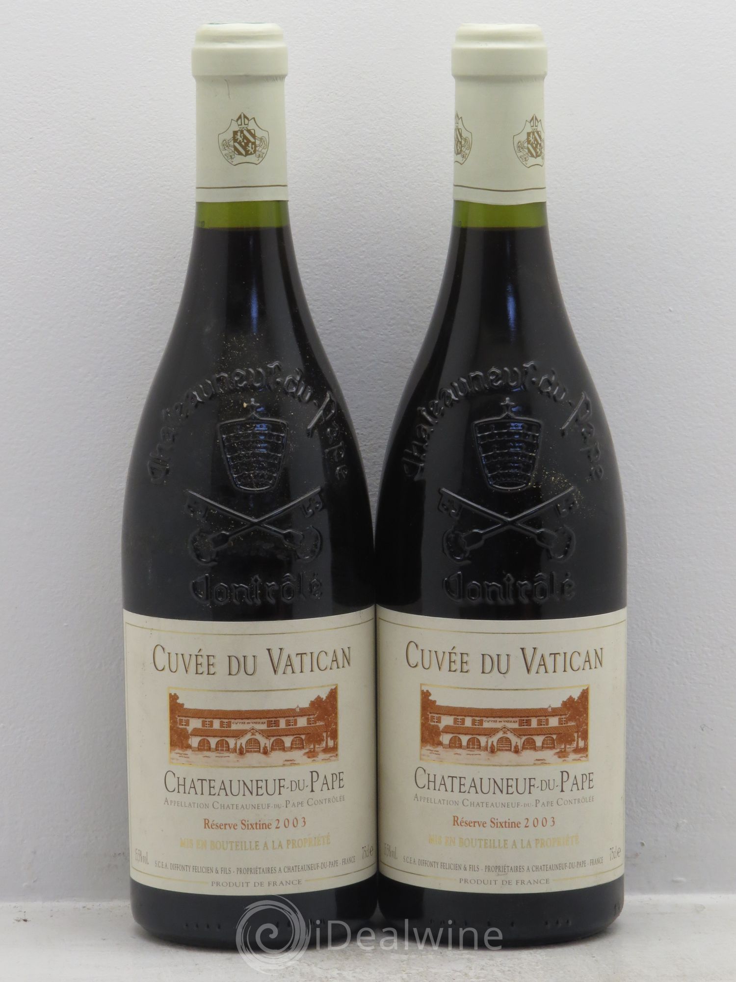 Châteauneuf-du-Pape Cuvée du Vatican Réserve Sixtine Famille Diffonty 2003 - Lot de 2 bouteilles - 0