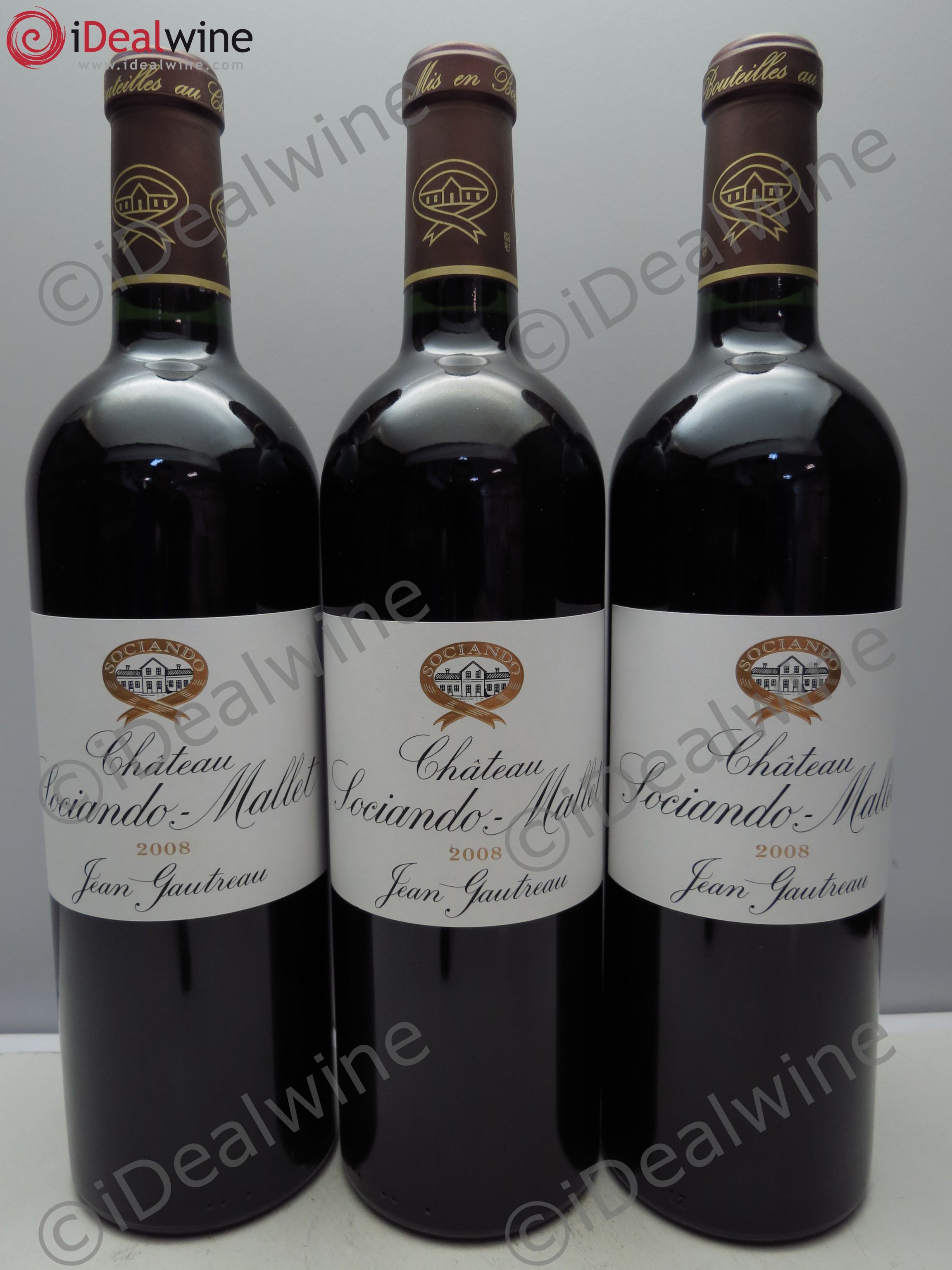 Château Sociando Mallet 2008 - Lot de 3 bouteilles - 0