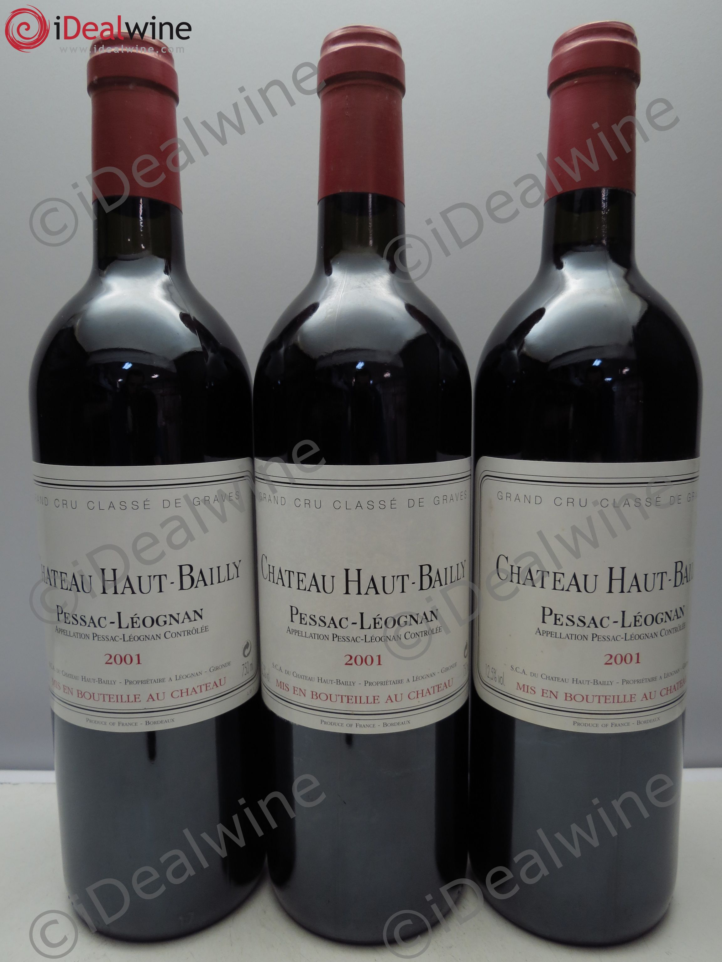 Château Haut-Bailly Cru Classé de Graves 2001 - Lot de 3 bouteilles - 0