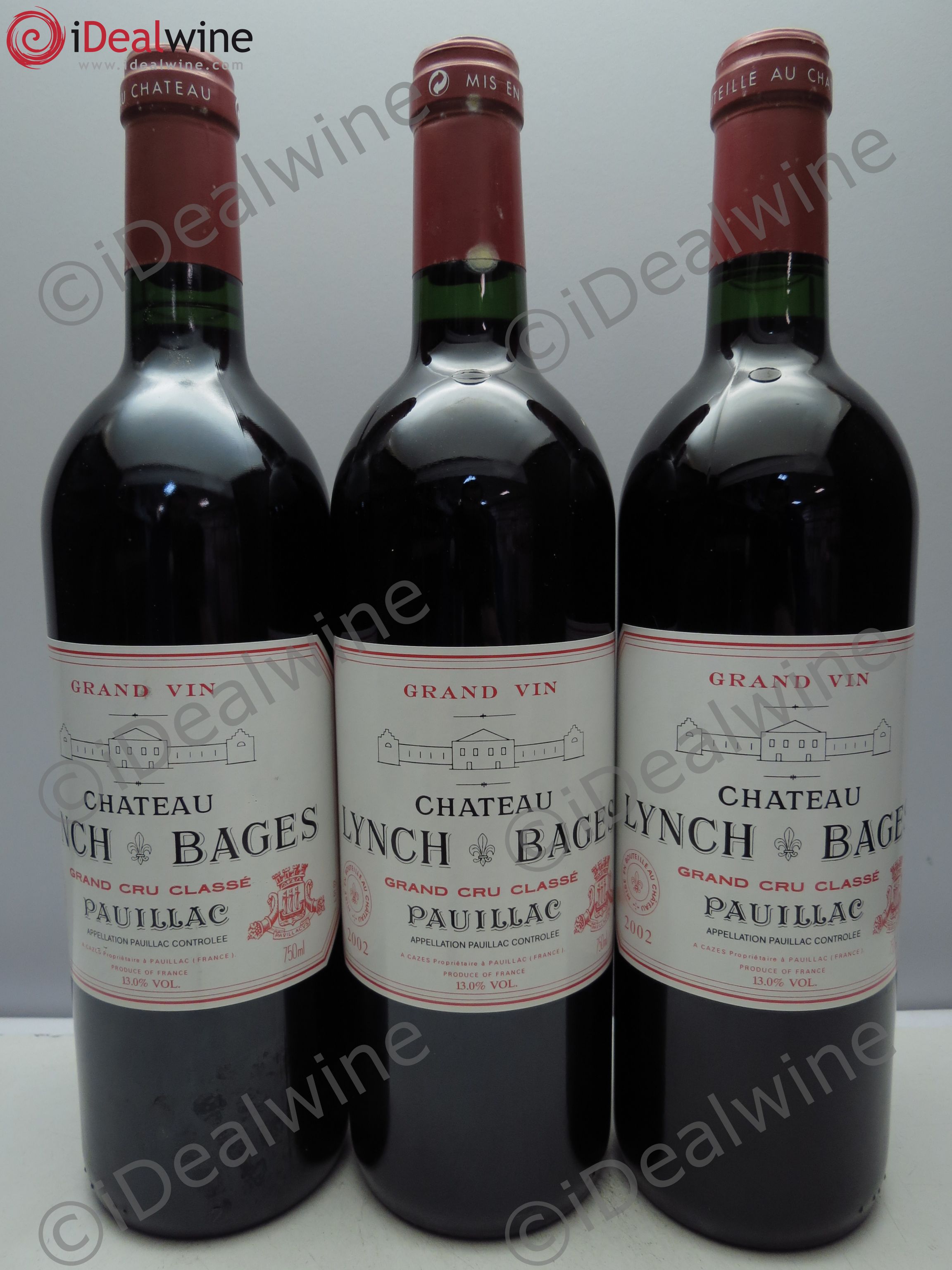 Château Lynch Bages 5ème Grand Cru Classé 2002 - Lot de 3 bouteilles - 0