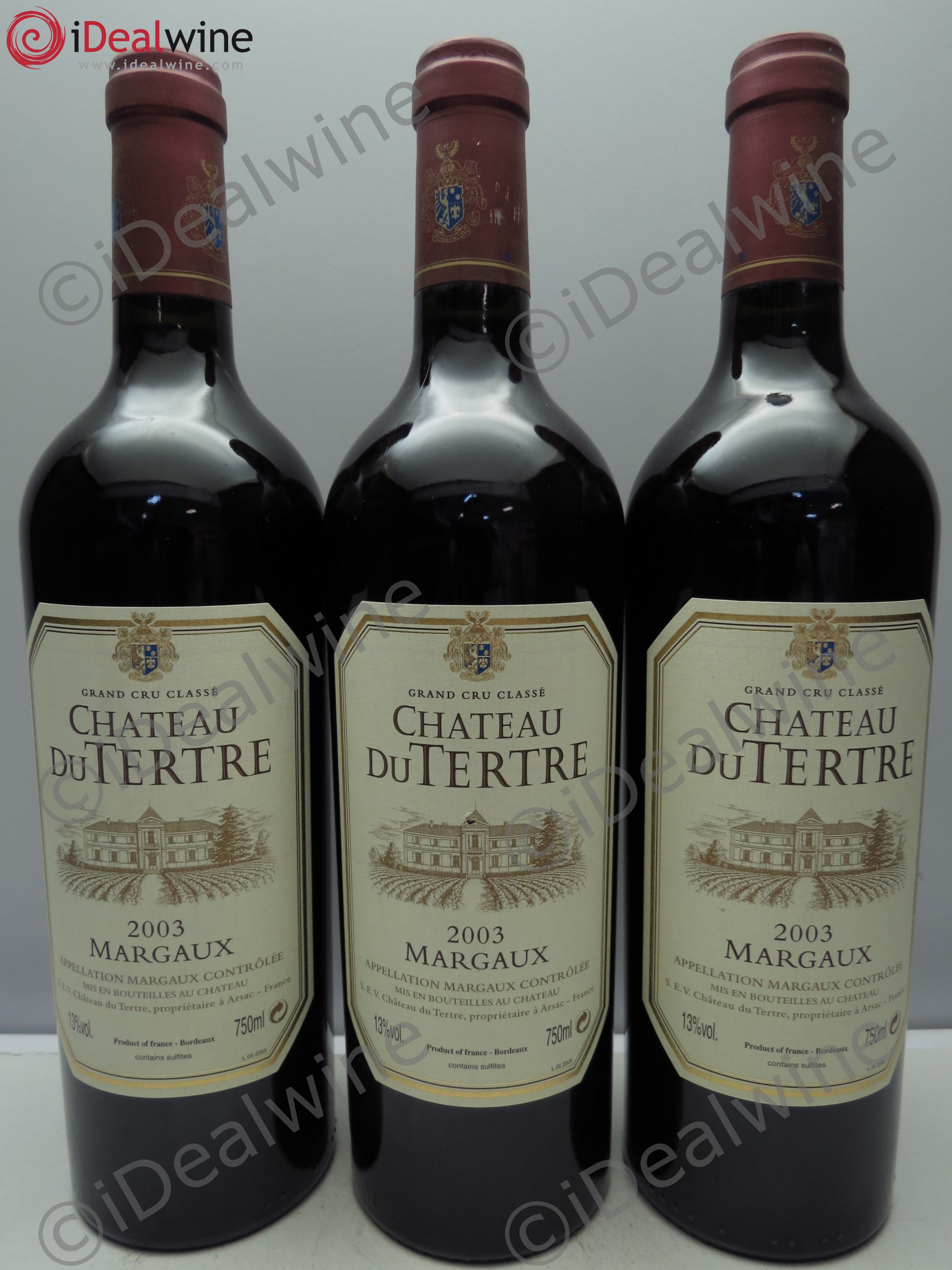 Château du Tertre 5ème Grand Cru Classé 2003 - Lot de 3 bouteilles - 0