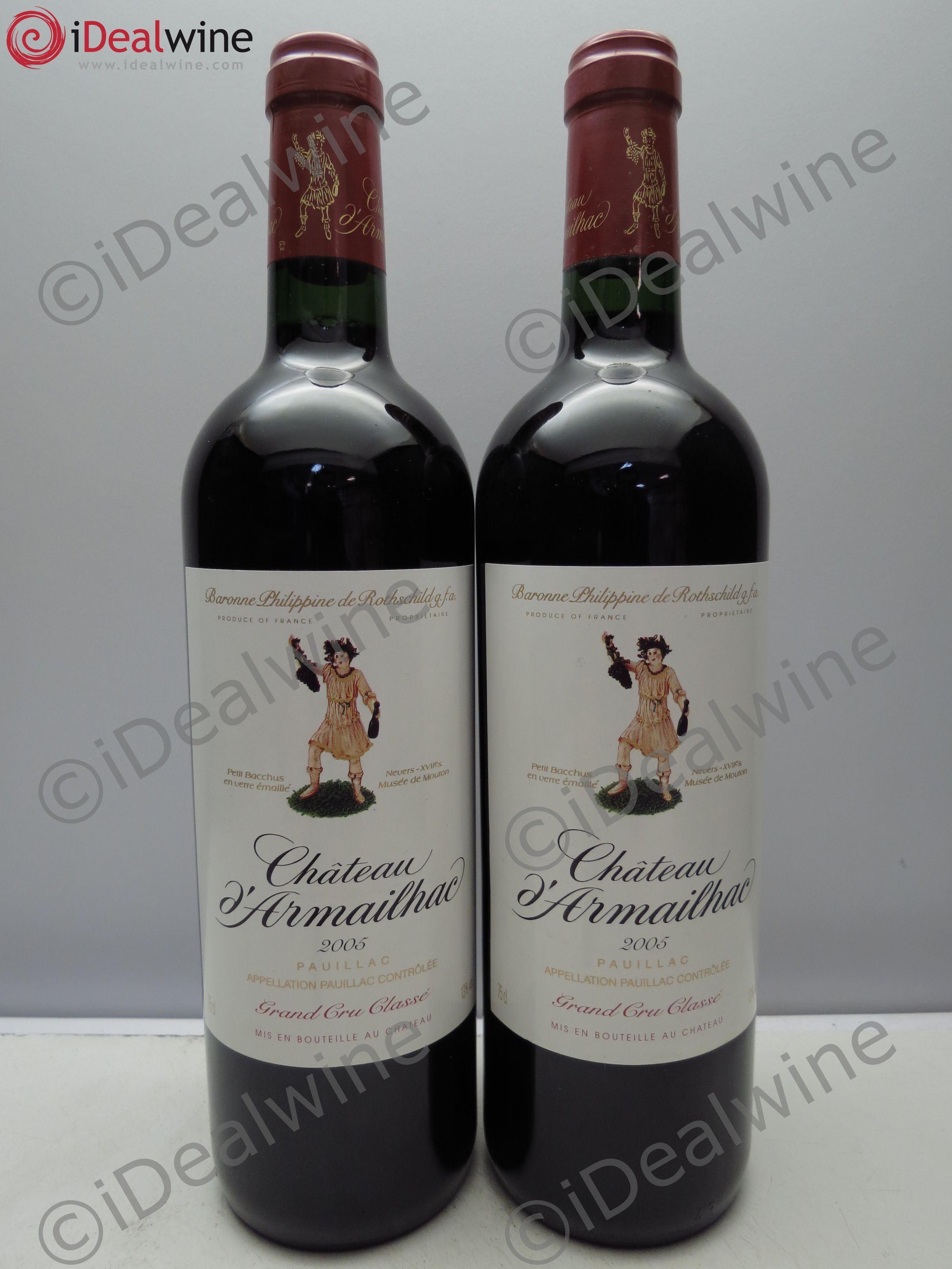 Château d' Armailhac - Mouton Baron(ne) Philippe 5ème Grand Cru Classé 2005 - Lot de 2 bouteilles - 0