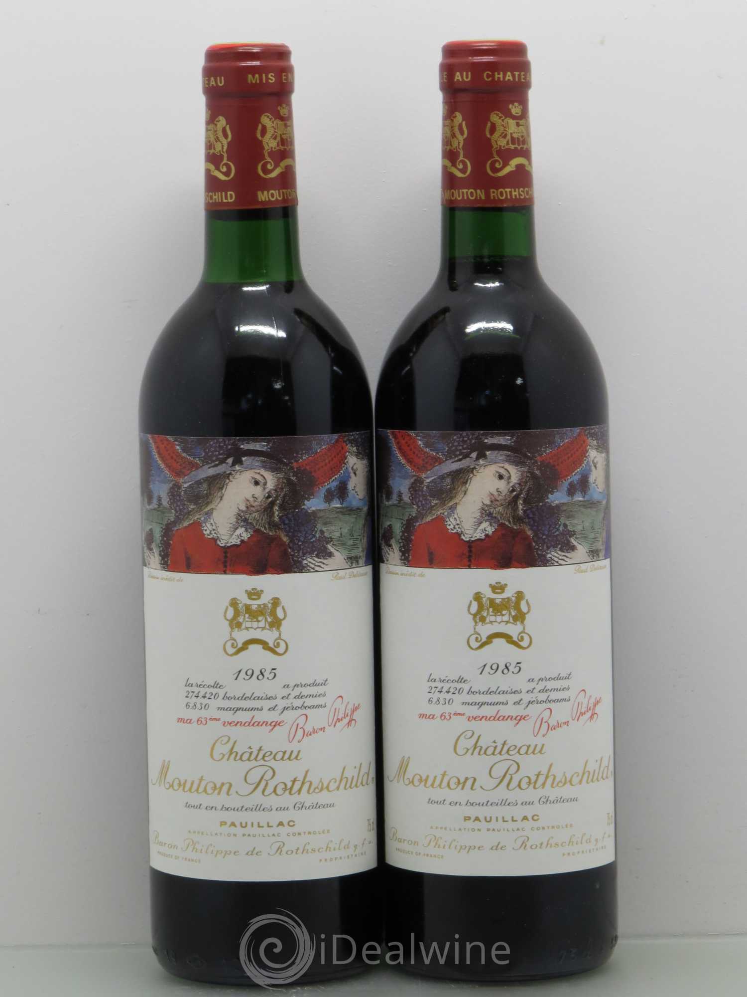 Château Mouton Rothschild 1er Grand Cru Classé 1985 - Lot de 2 bouteilles - 0