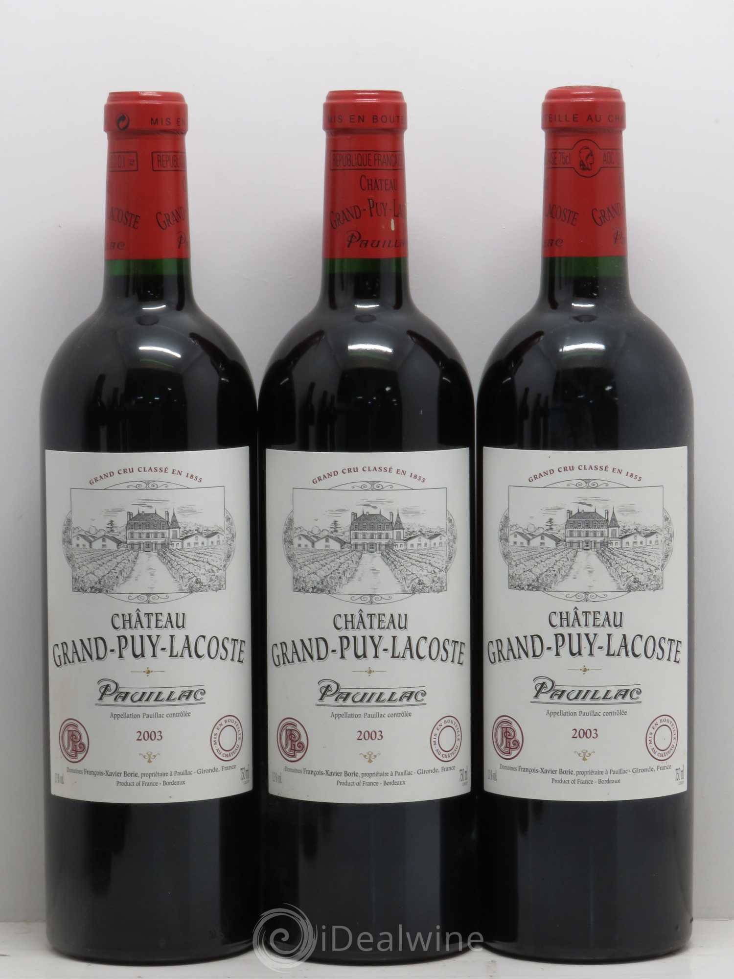 Château Grand Puy Lacoste 5ème Grand Cru Classé 2003 - Lot de 6 bouteilles - 1