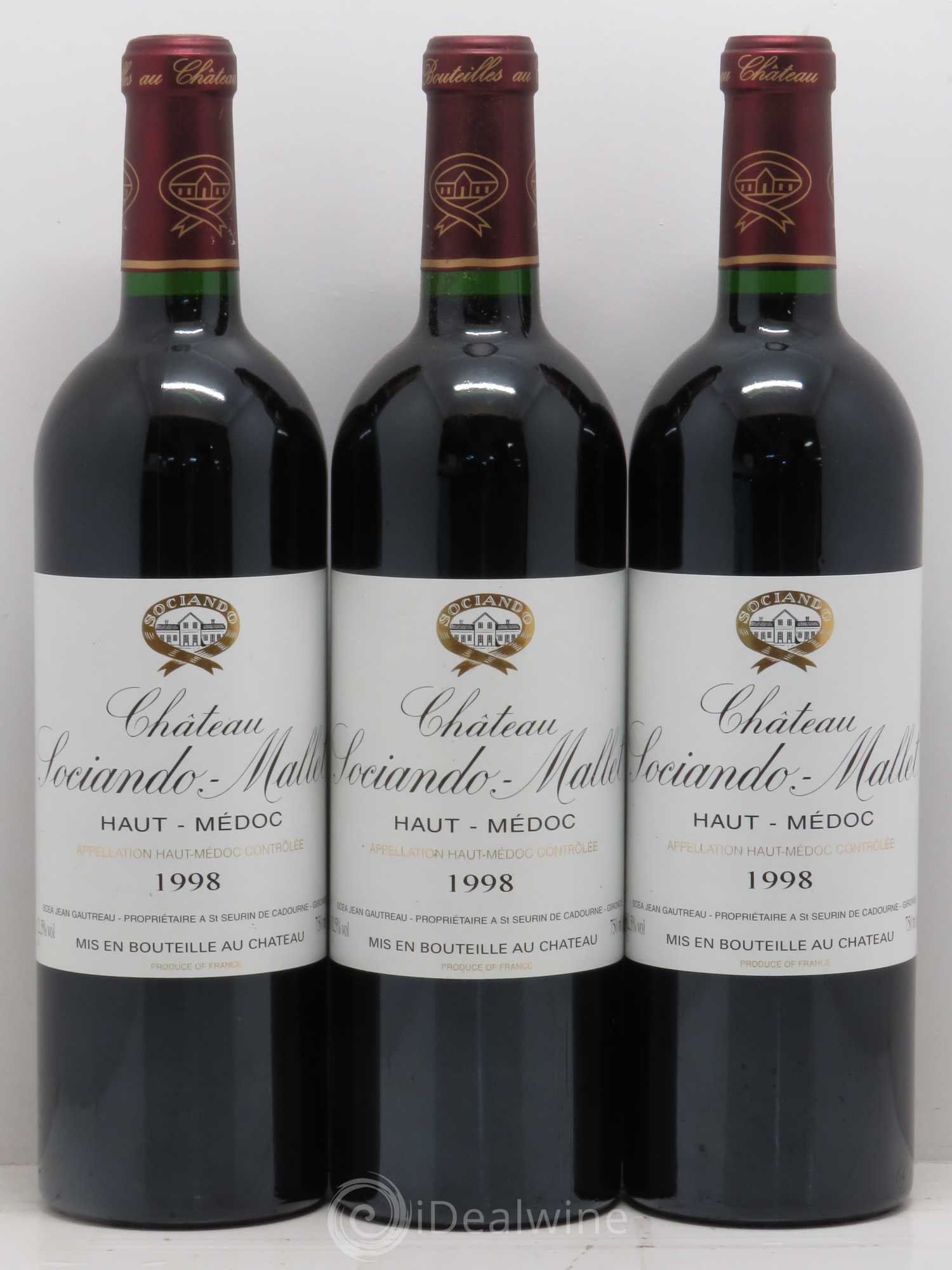 Château Sociando Mallet 1998 - Lot de 12 bouteilles - 1