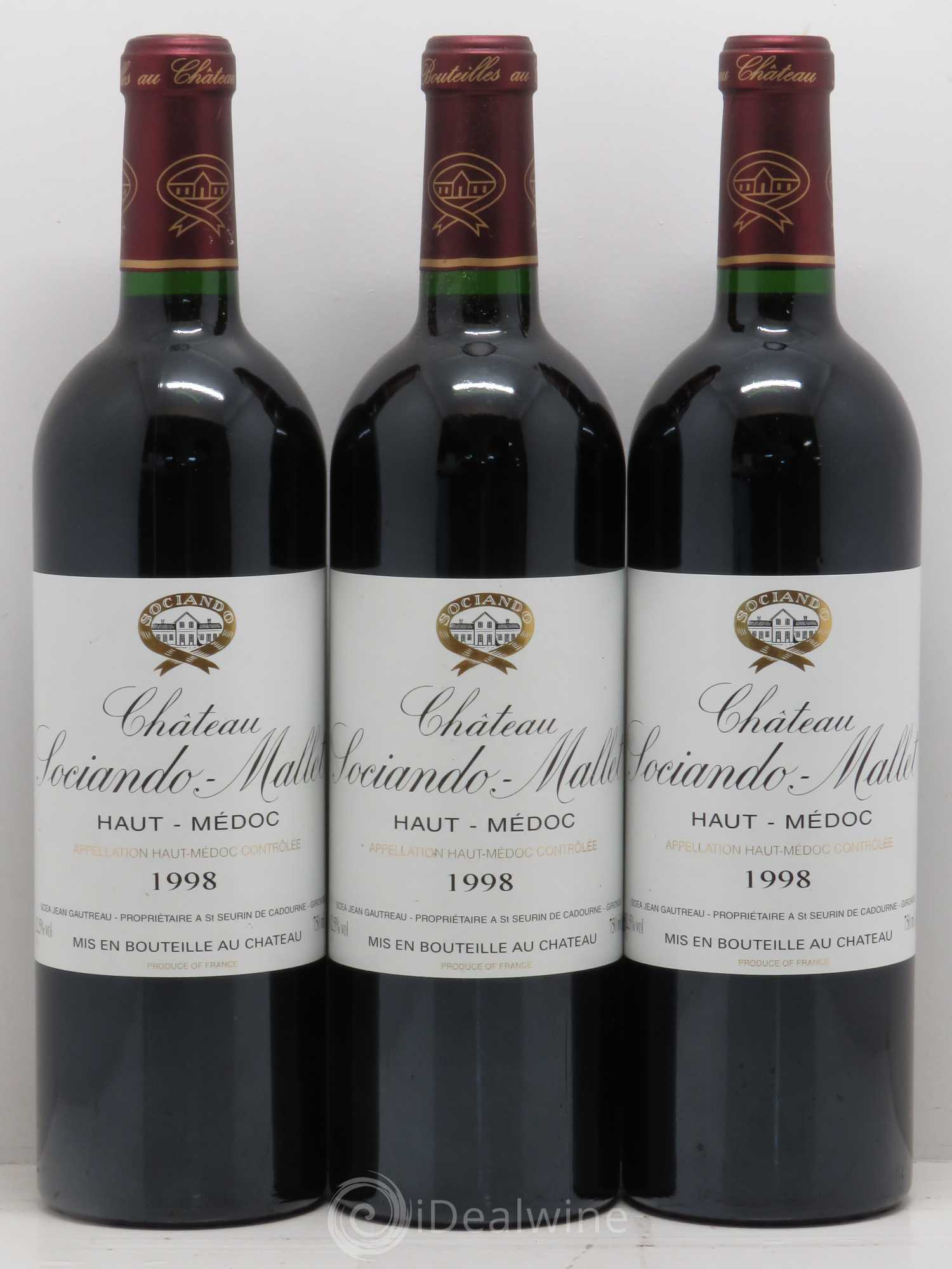 Château Sociando Mallet 1998 - Lot de 12 bouteilles - 2