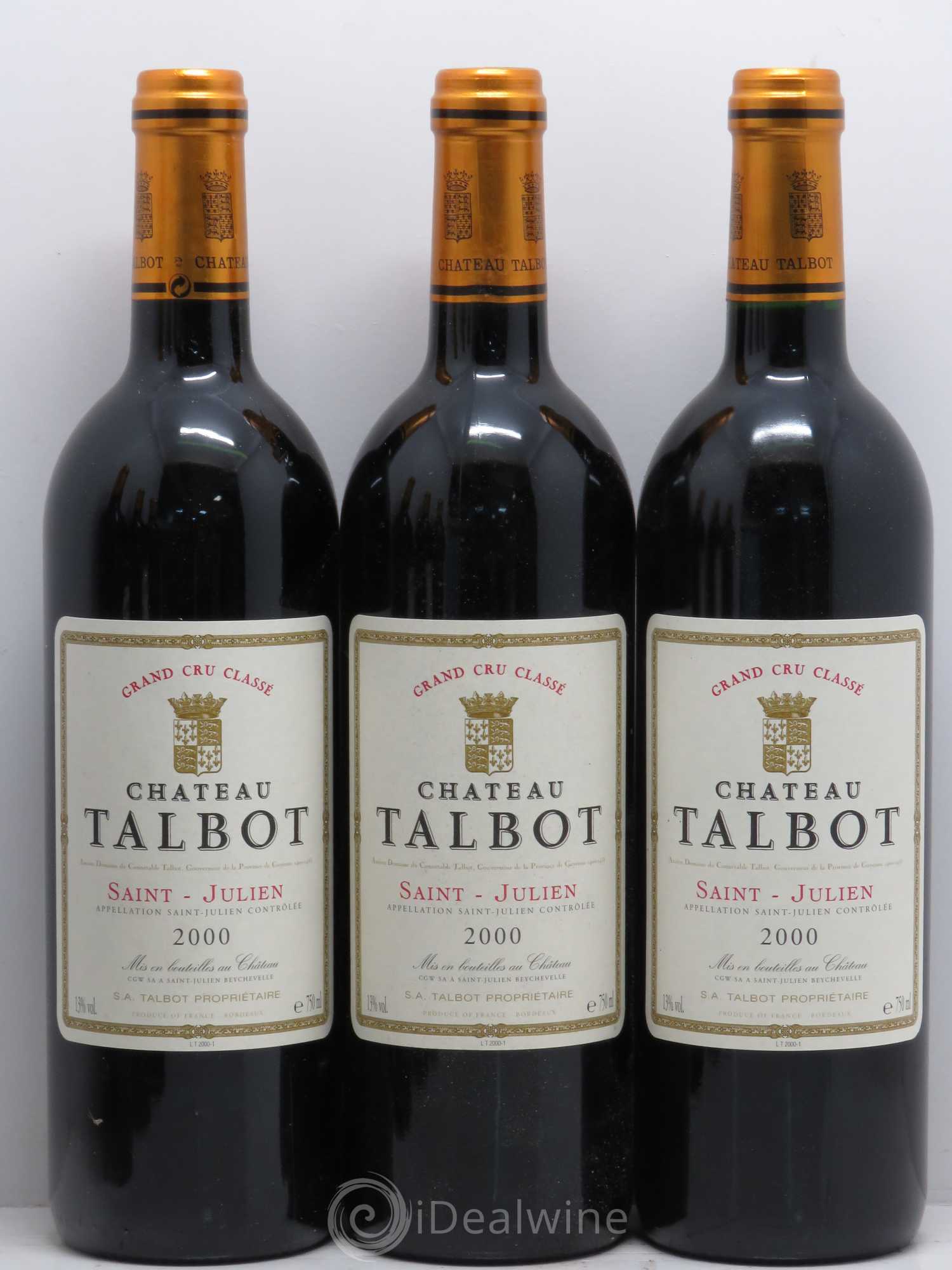 Château Talbot 4ème Grand Cru Classé 2000 - Lot de 6 bouteilles - 1
