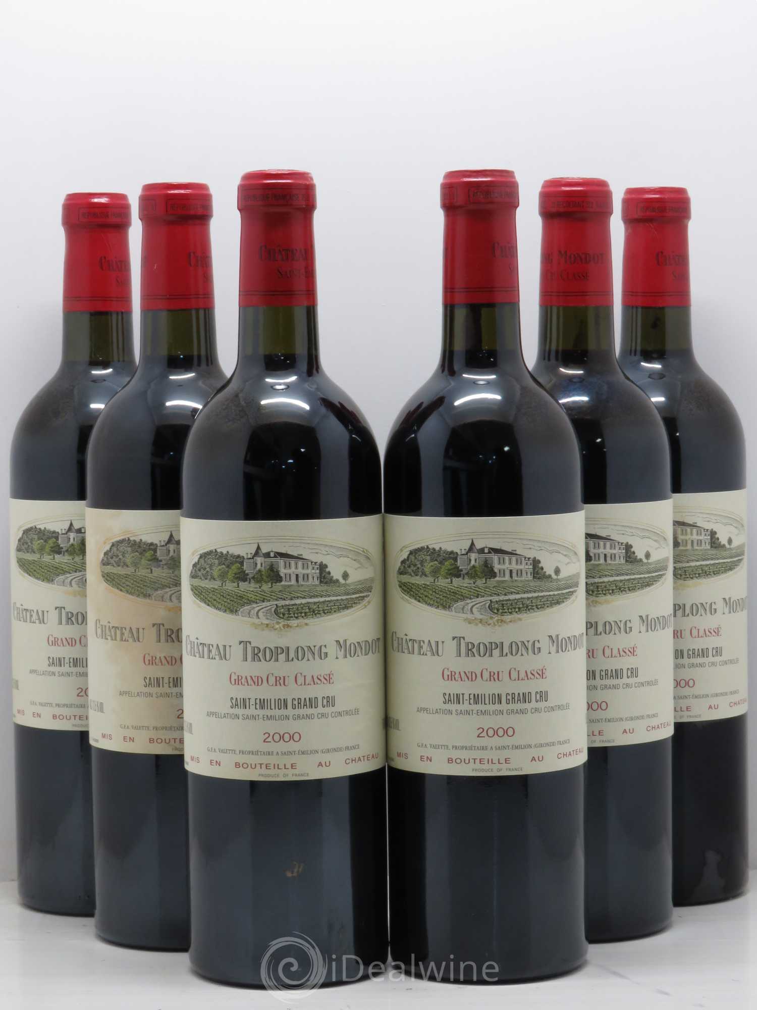 Château Troplong Mondot 1er Grand Cru Classé B 2000 - Lot de 6 bouteilles - 0