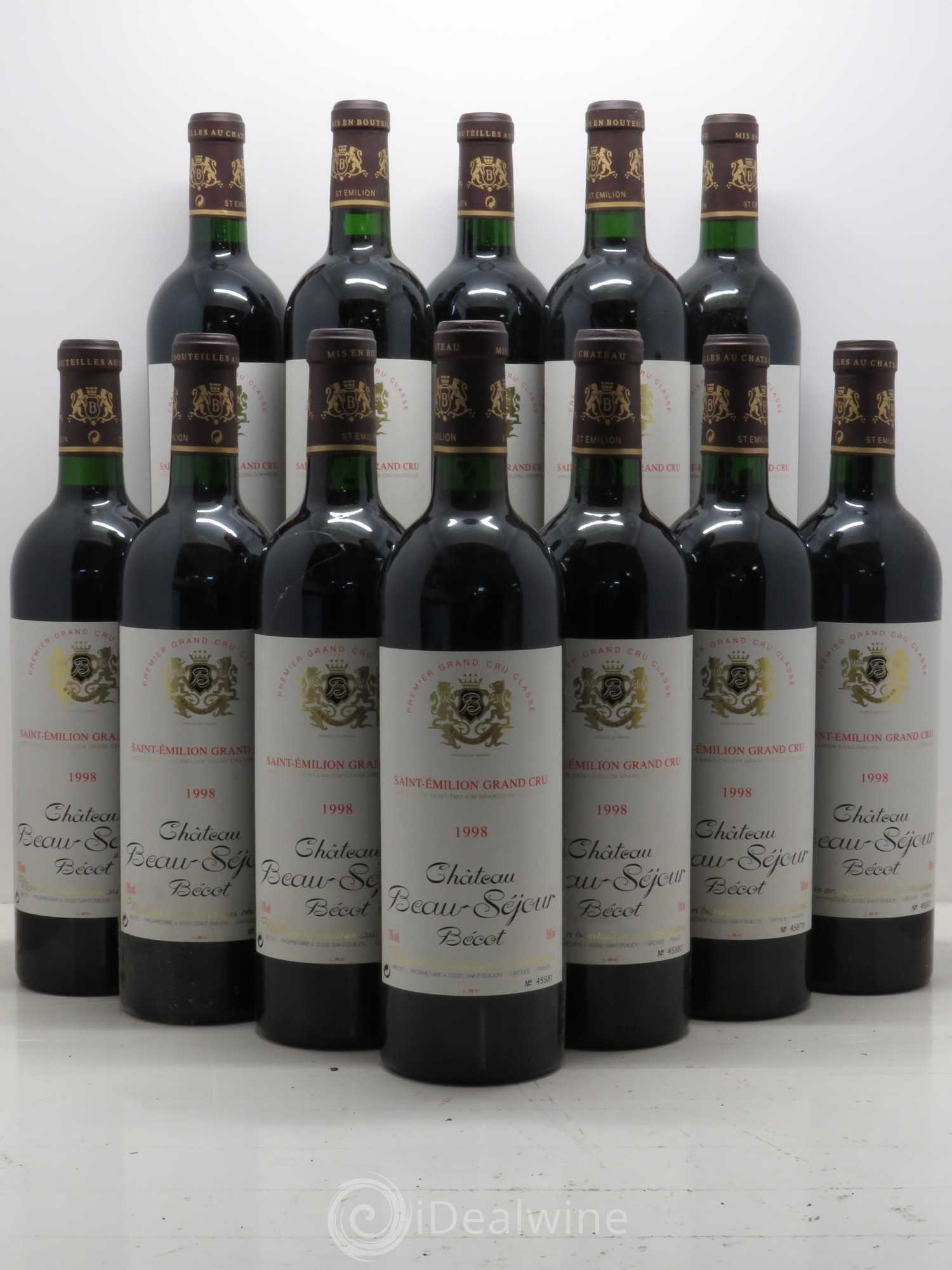 Château Beau-Séjour Bécot 1er Grand Cru Classé B 1998 - Lot de 12 bouteilles - 0