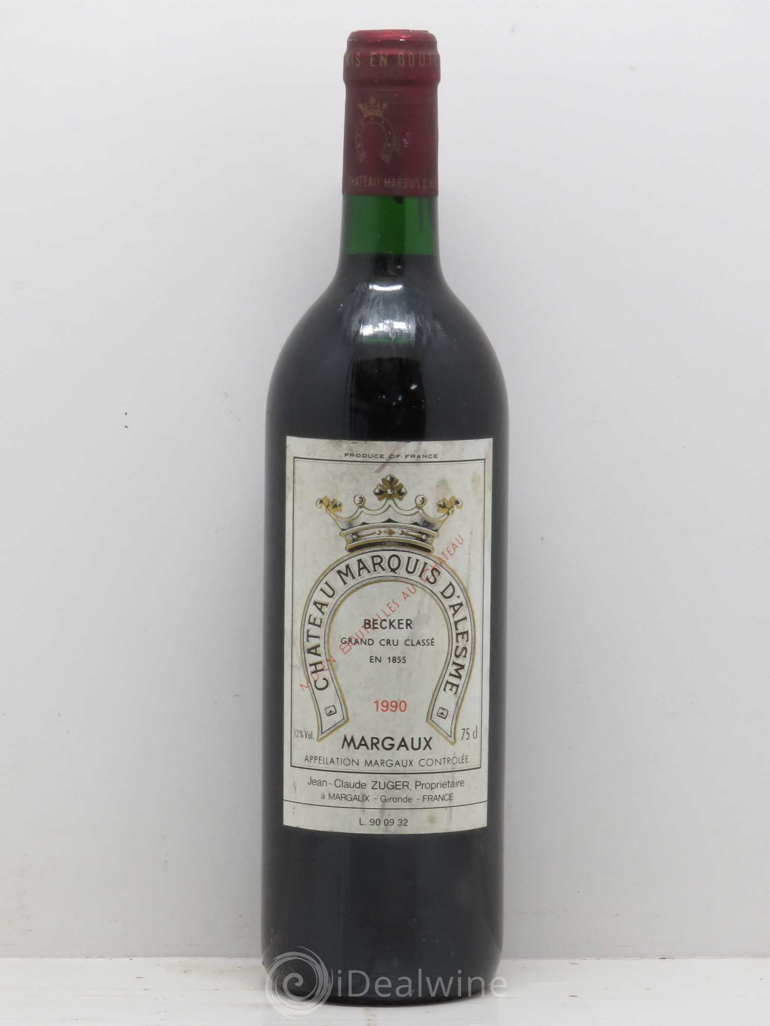 Château Marquis d'Alesme 1990 - Lot de 1 bouteille - 0