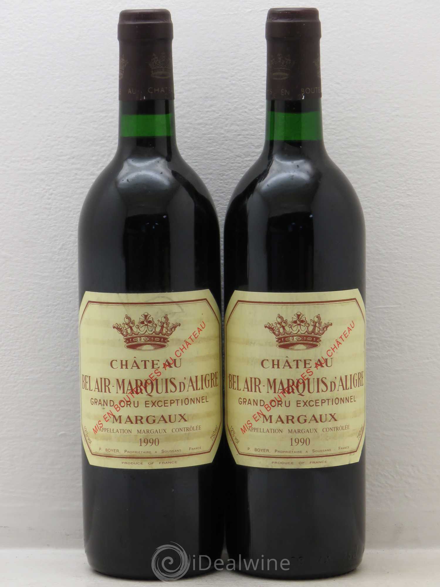 Château Bel Air Marquis d'Aligre 1990 - Lot de 2 bouteilles - 0