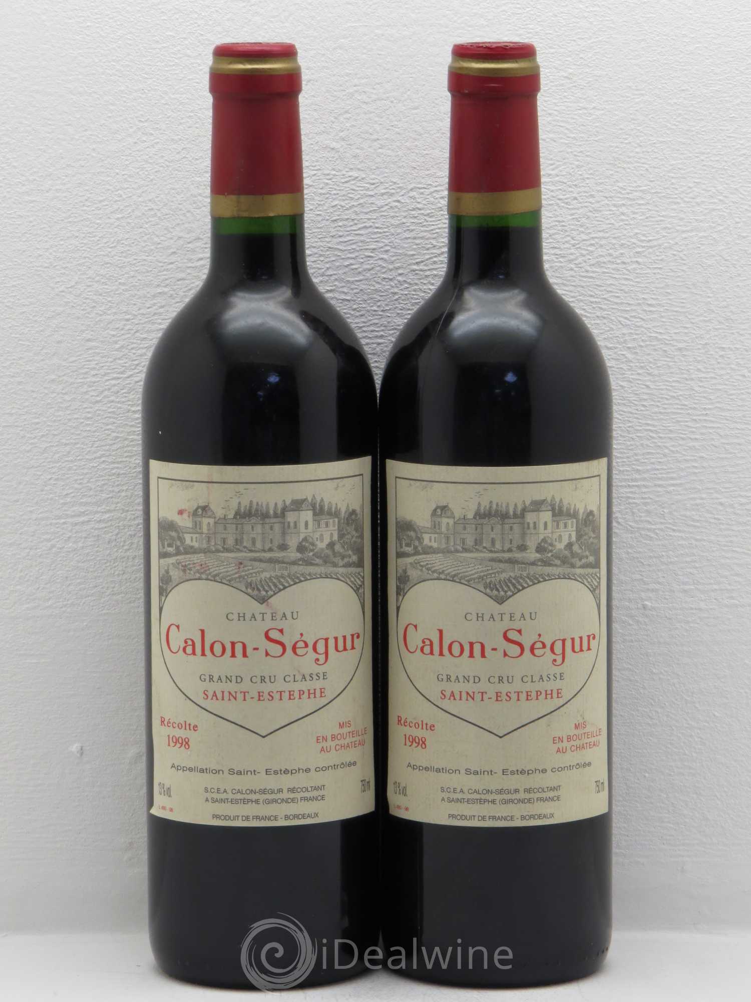Château Calon Ségur 3ème Grand Cru Classé 1998 - Lot de 2 bouteilles - 0