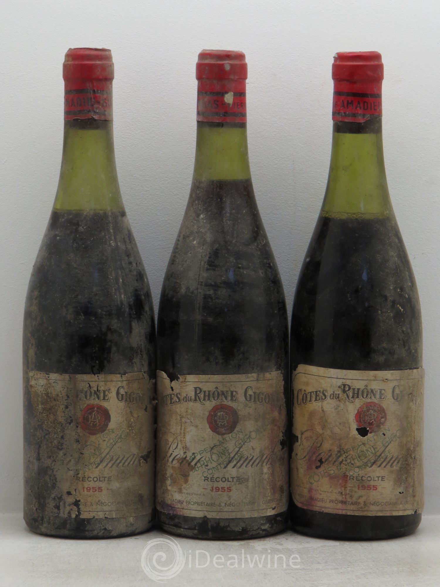 Gigondas Amadieu 1955 - Lot de 3 bouteilles - 0