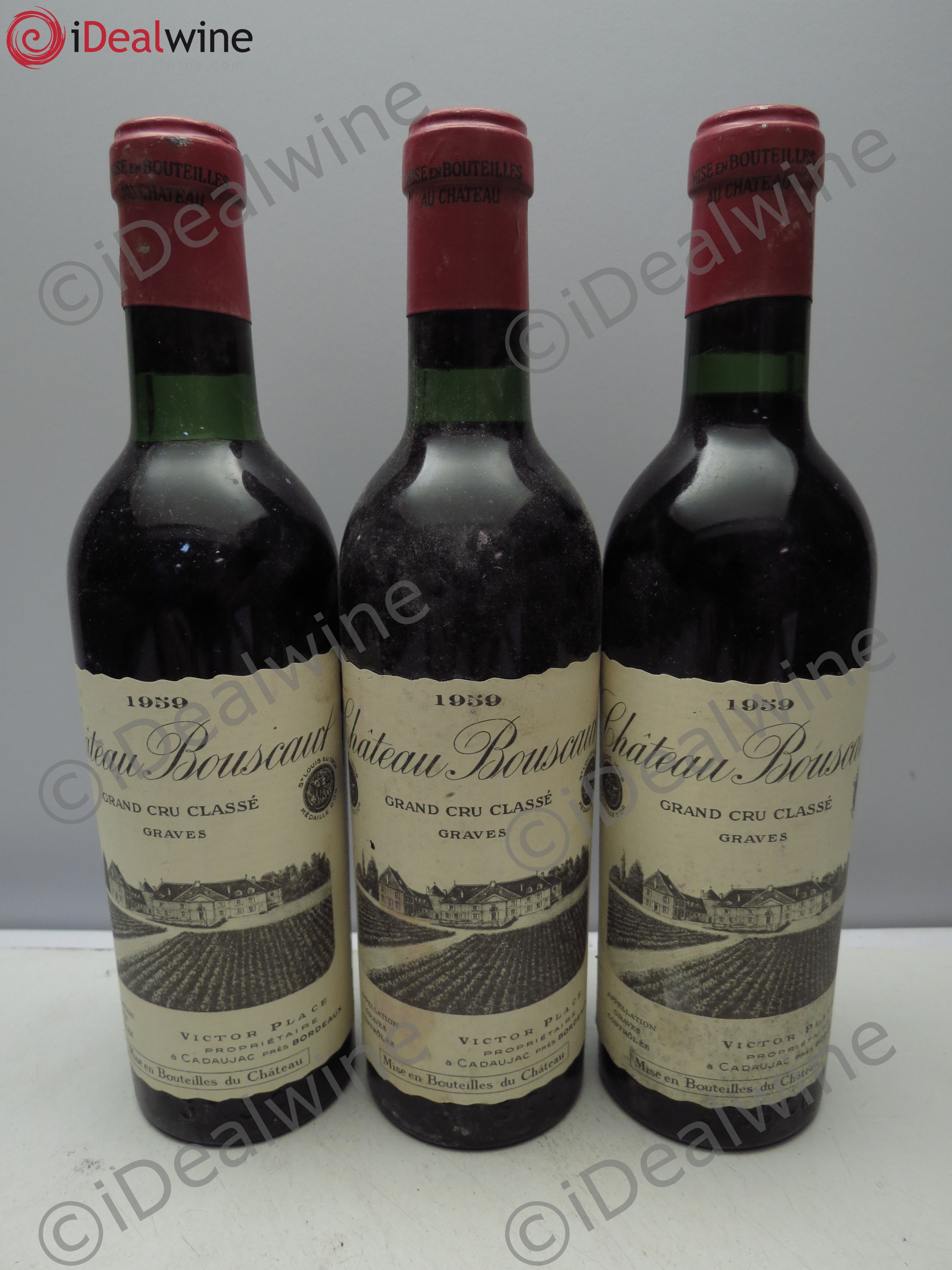 Château Bouscaut Cru Classé de Graves 1959 - Lot de 3 demi bouteilles - 0