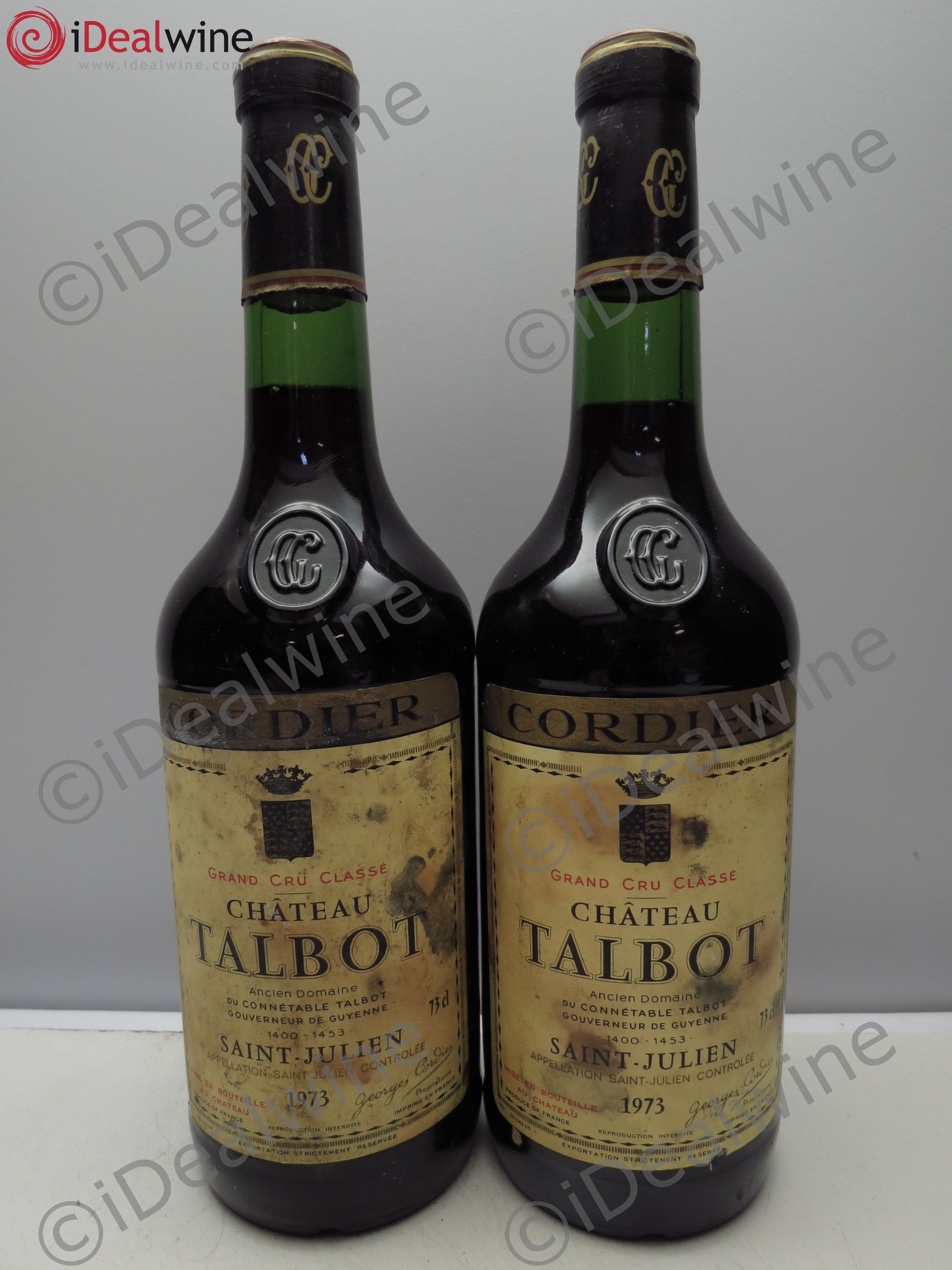 Château Talbot 4ème Grand Cru Classé 1973 - Lot de 2 bouteilles - 0