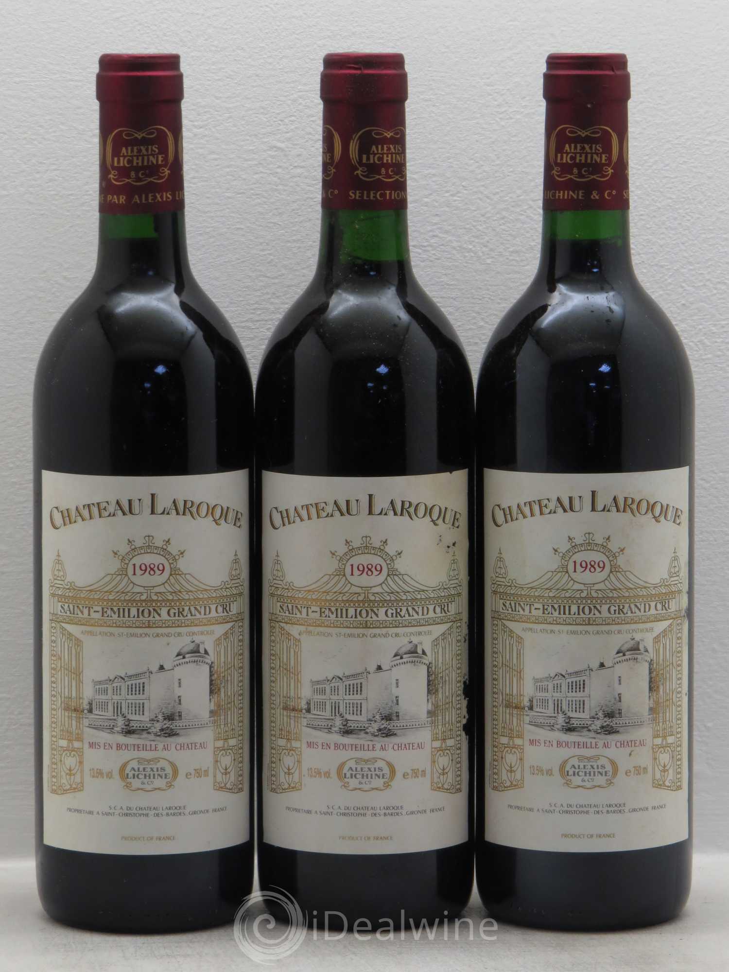 Château Laroque Grand Cru Classé 1989 - Lot de 3 bouteilles - 0