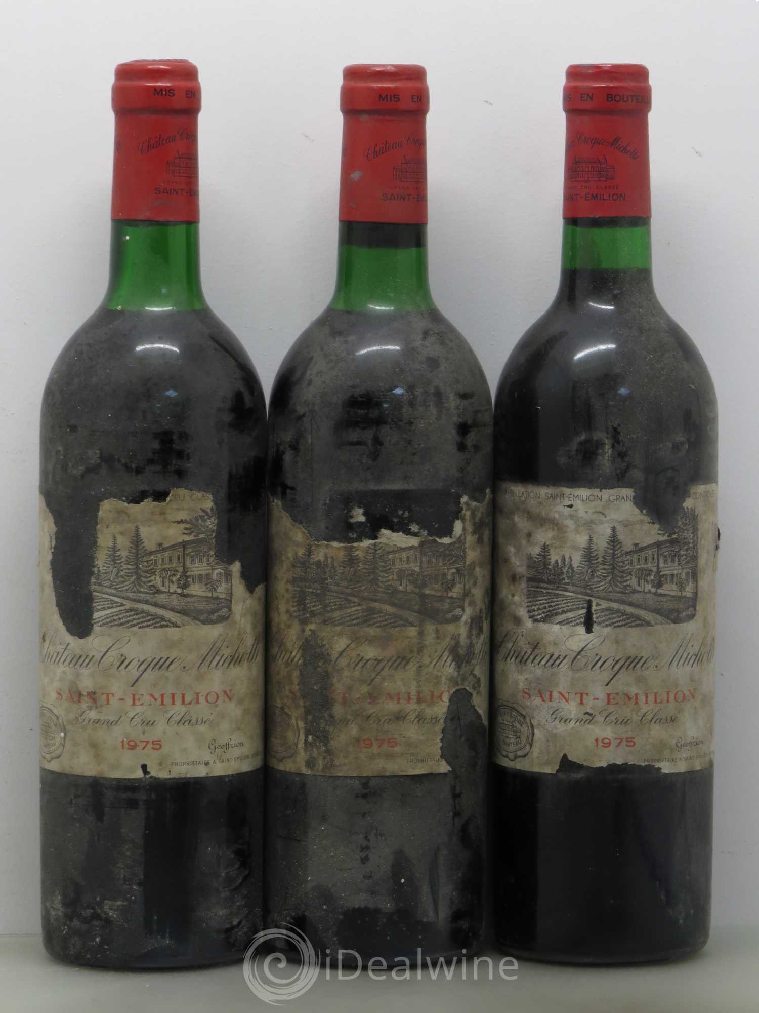 Château Croque Michotte 1975 - Lot de 3 bouteilles - 0