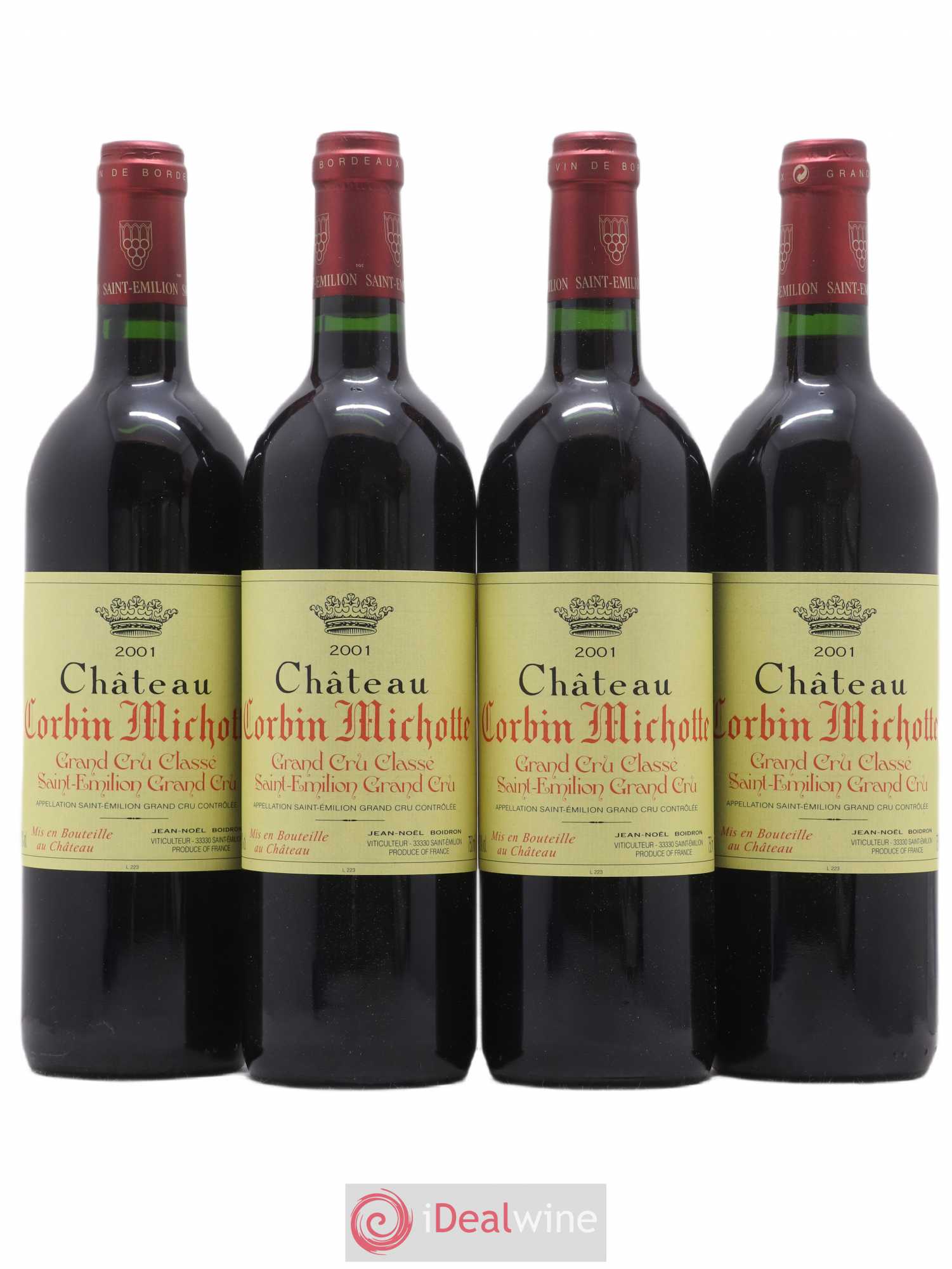 Château Corbin Michotte Grand Cru Classé 2001 - Lot de 4 bouteilles - 0
