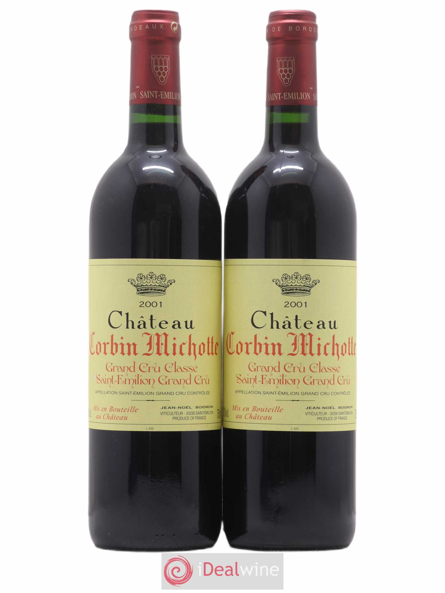 Château Corbin Michotte Grand Cru Classé 2001 - Lot de 2 bouteilles - 0