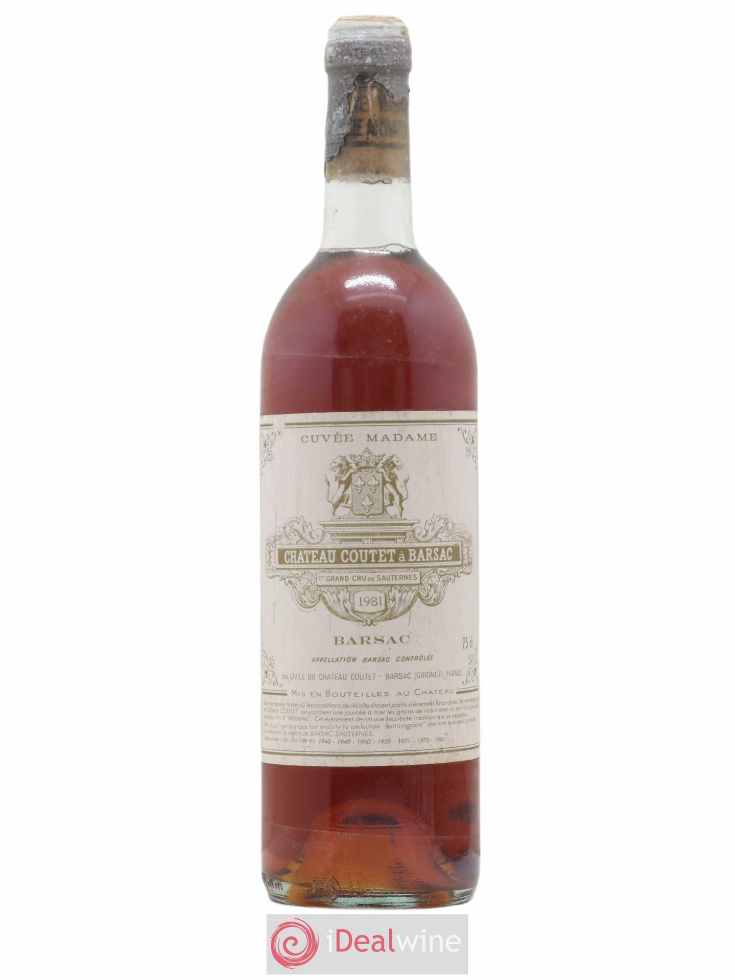 Château Coutet - Cuvée Madame 1er Grand Cru Classé 1981 - Lotto di 1 bottiglia - 0