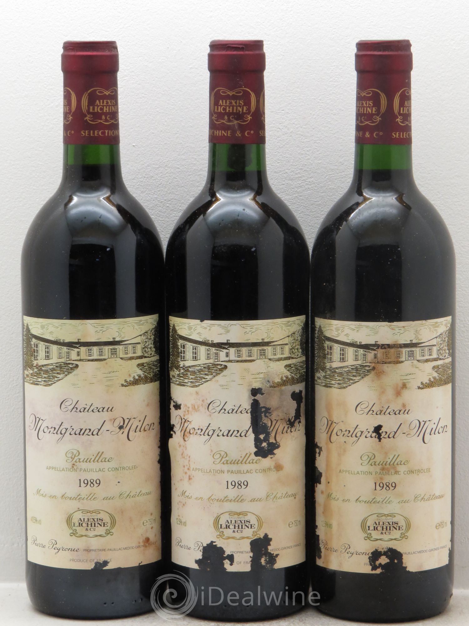 Pauillac Mongrand Milon 1989 - Lot de 3 bouteilles - 0