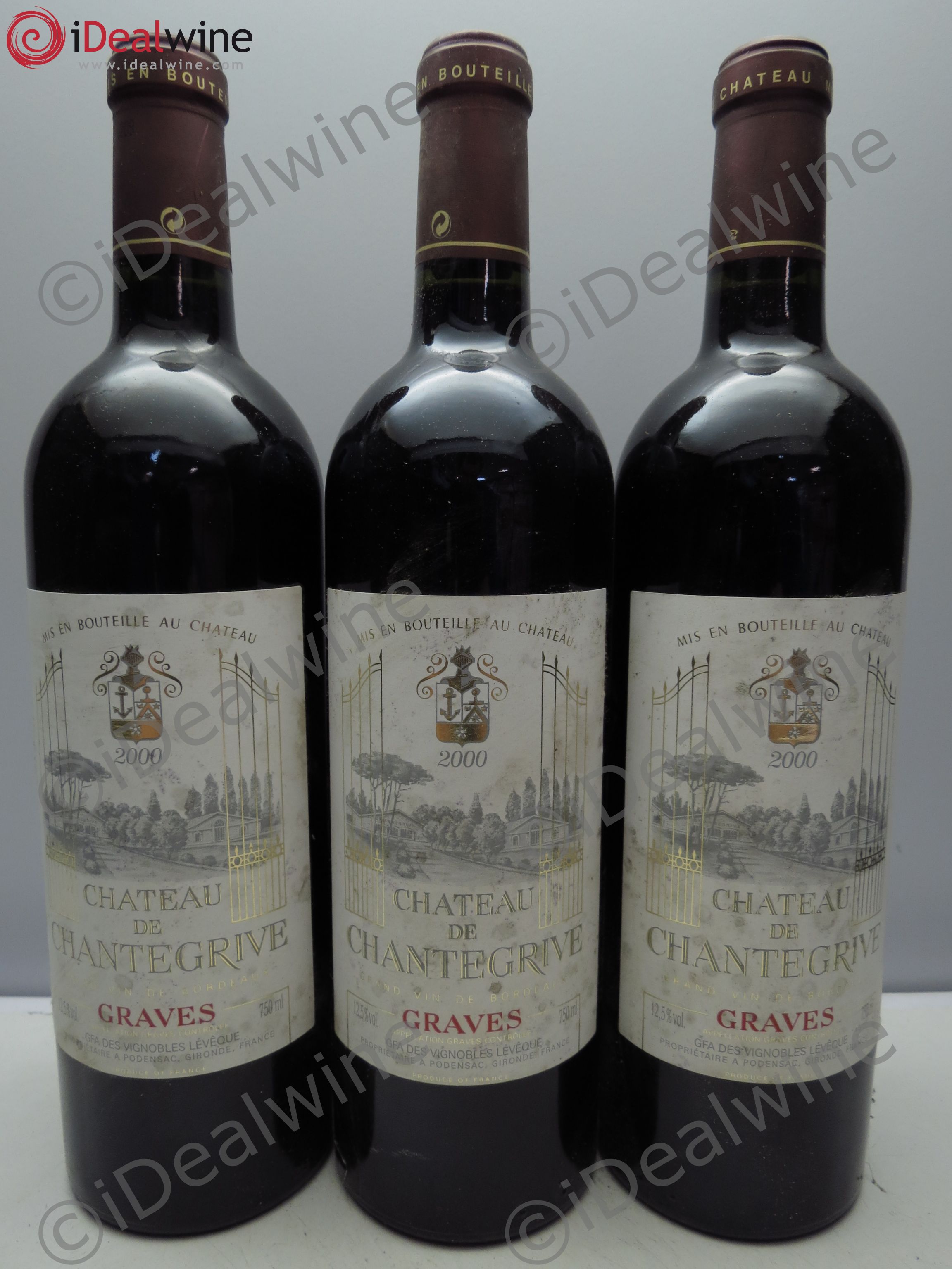 Château de Chantegrive 2000 - Posten von 3 Flaschen - 0