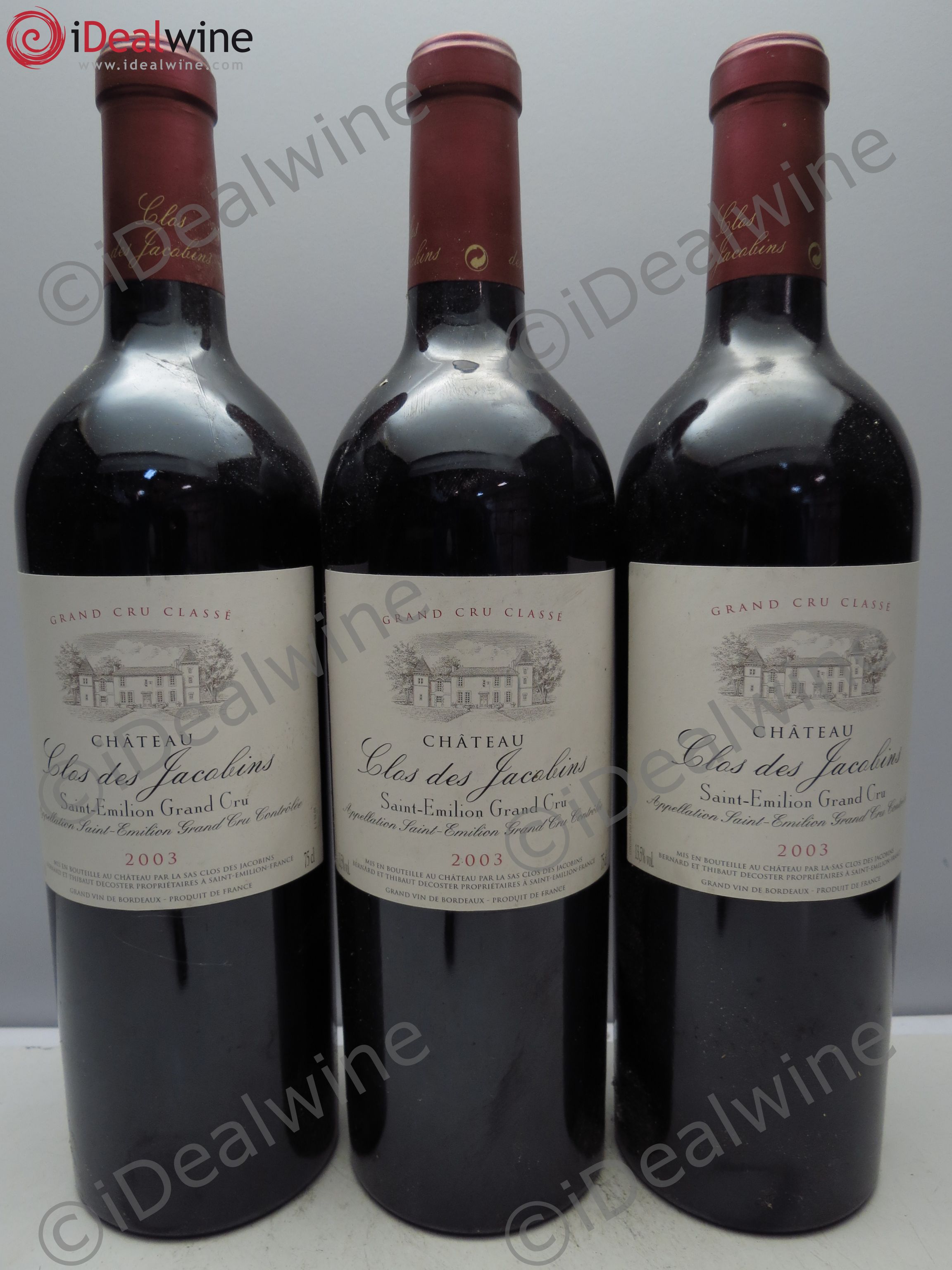 Château Clos des Jacobins Grand Cru Classé 2003 - Lot de 3 bouteilles - 0