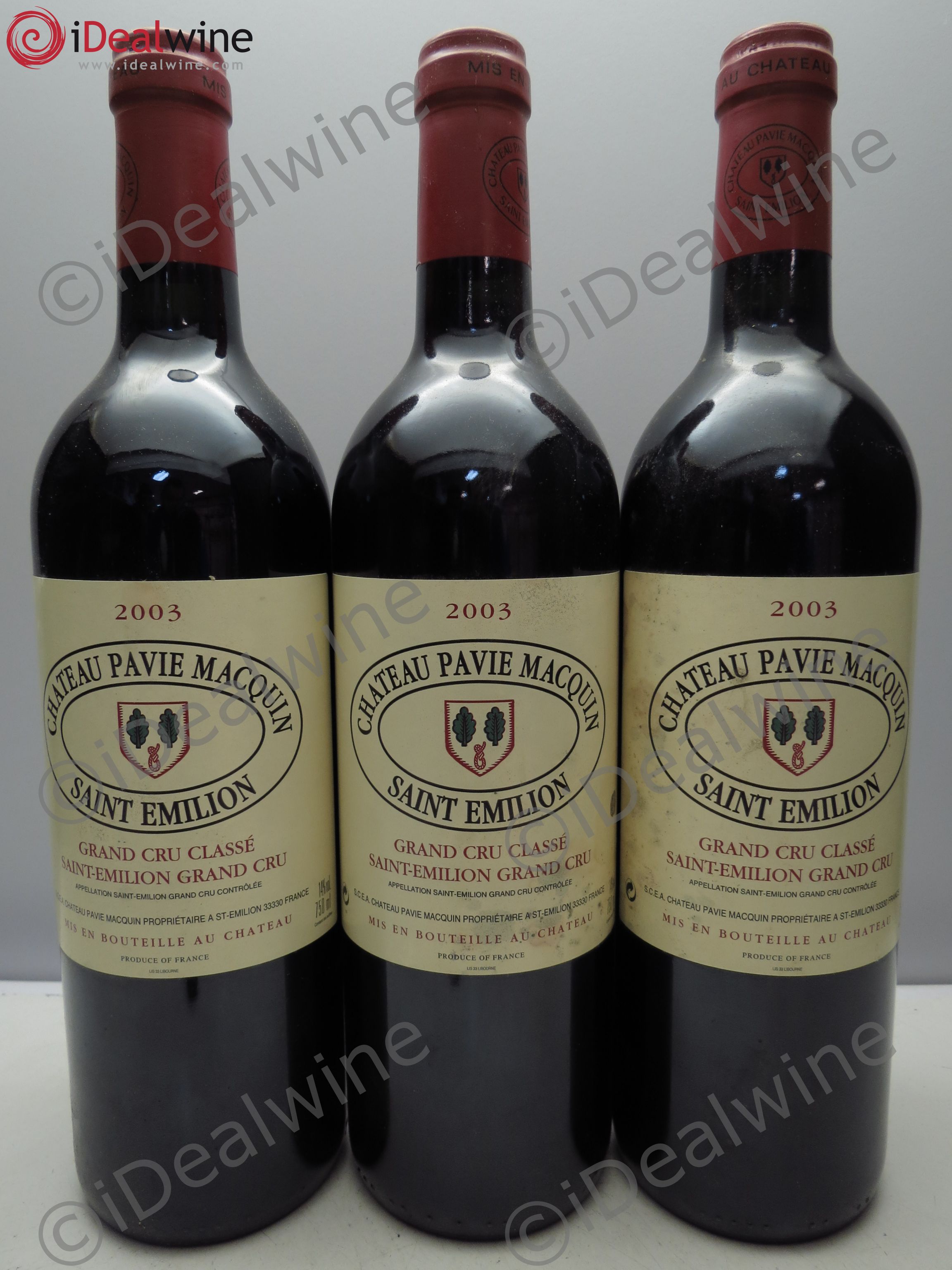 Château Pavie Macquin 1er Grand Cru Classé B 2003 - Lot de 3 bouteilles - 0