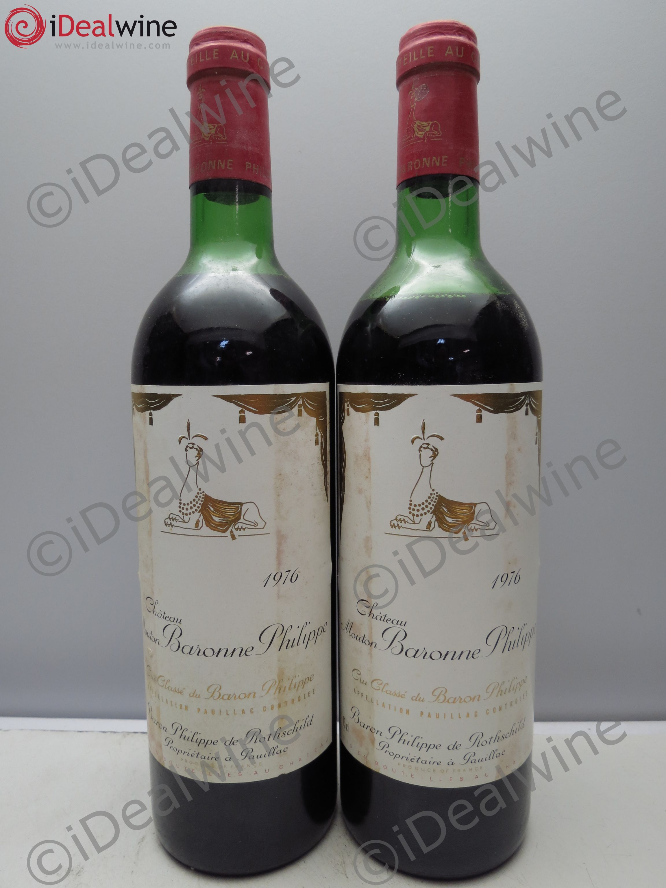 Château d' Armailhac - Mouton Baron(ne) Philippe 5ème Grand Cru Classé 1976 - Lot de 2 bouteilles - 0