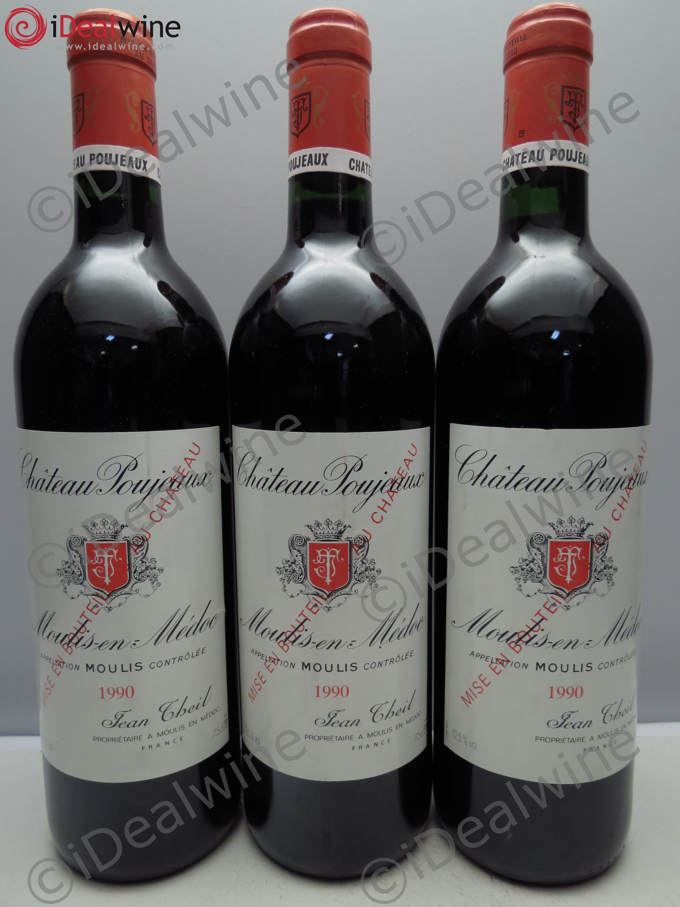 Château Poujeaux 1990 - Lot de 3 bouteilles - 0