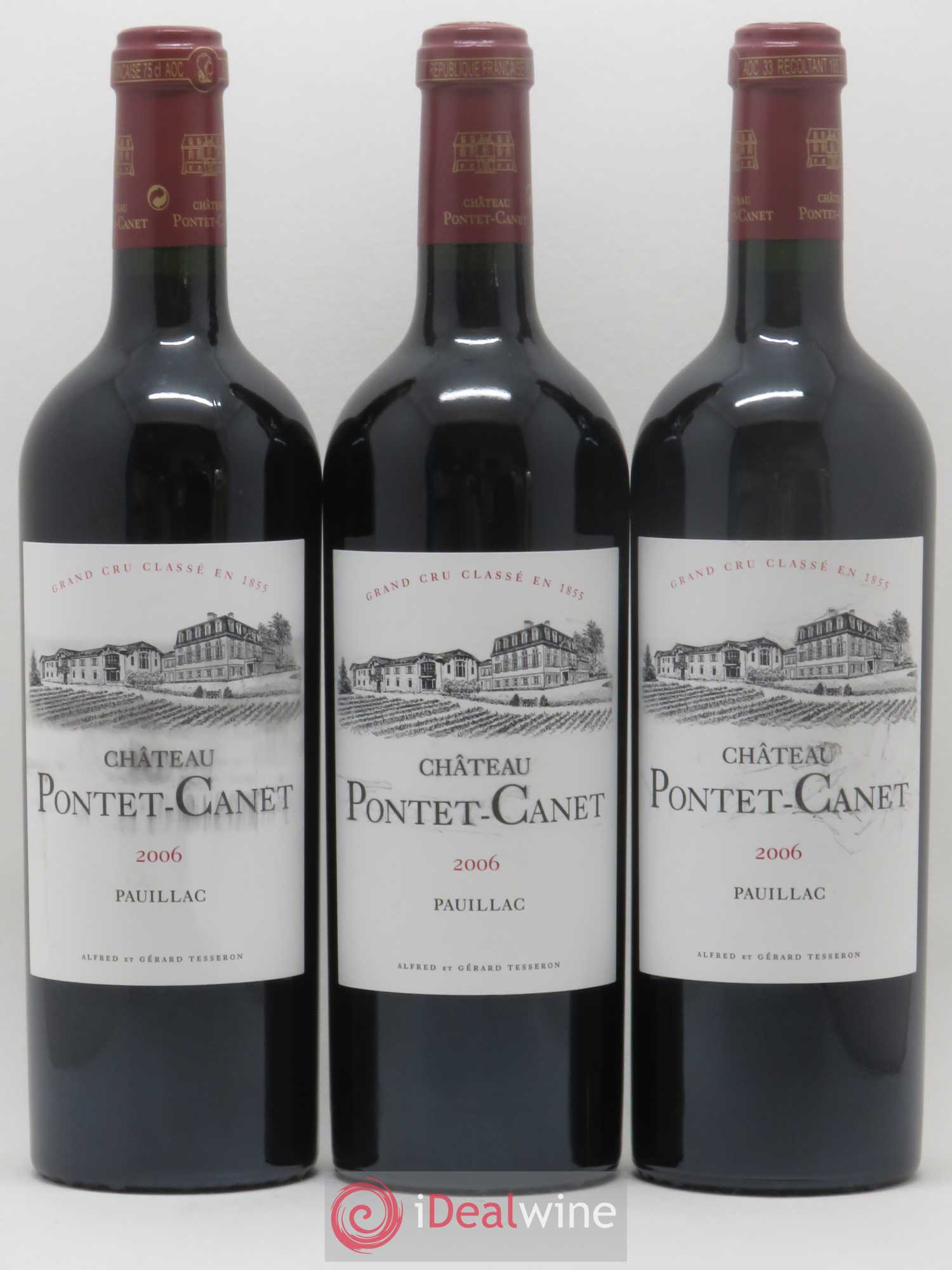 Château Pontet Canet 5ème Grand Cru Classé 2006 - Lot de 3 bouteilles - 0