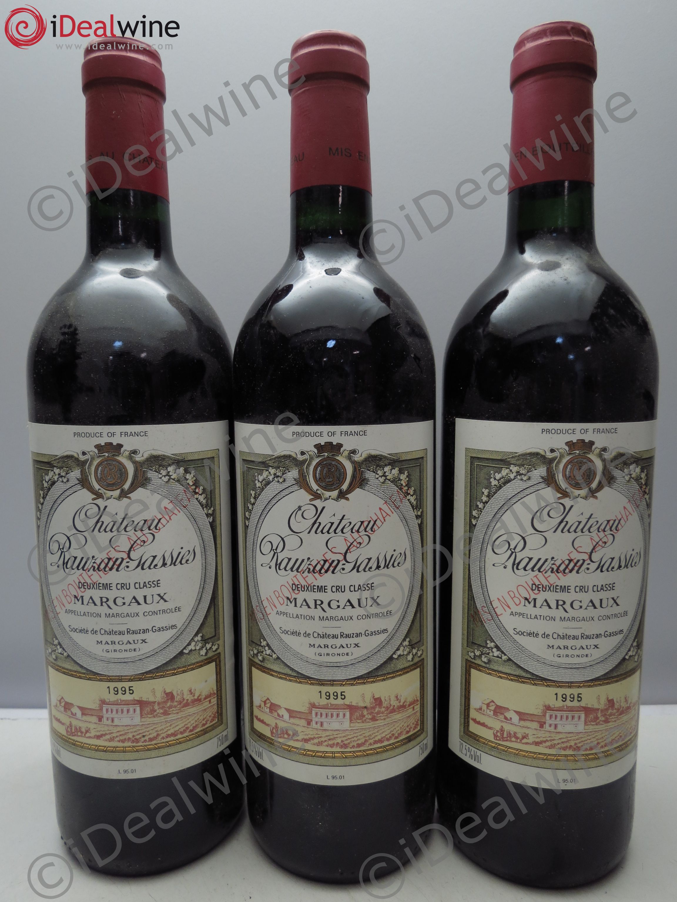 Château Rauzan-Gassies 2ème Grand Cru Classé 1995 - Lot de 3 bouteilles - 0