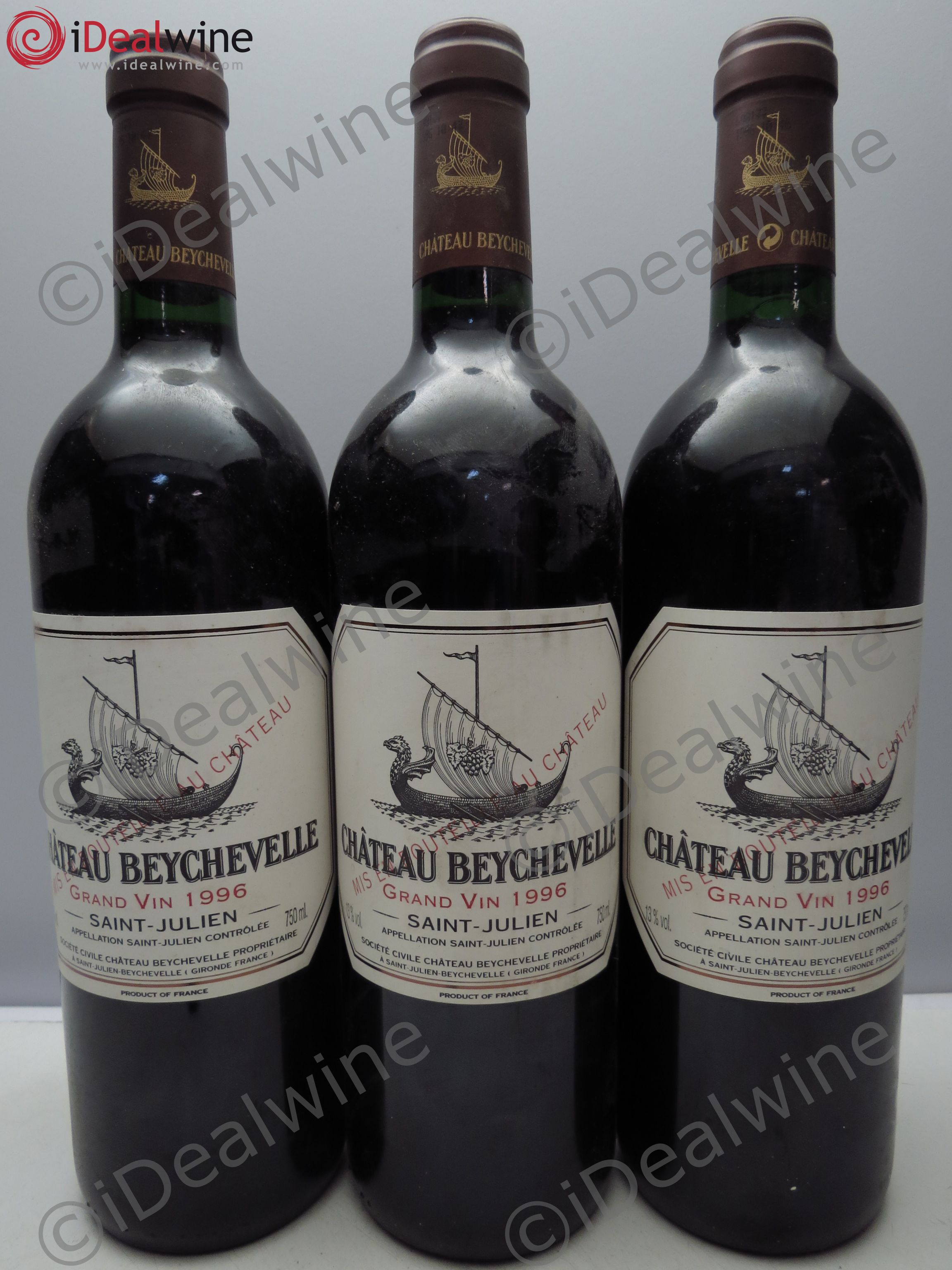 Château Beychevelle 4ème Grand Cru Classé 1996 - Lot de 3 bouteilles - 0